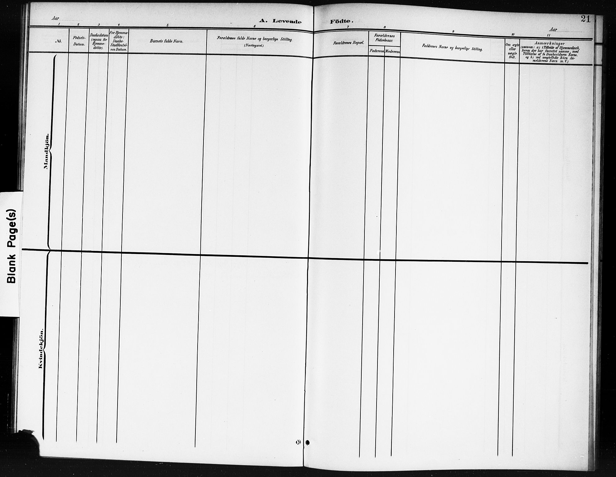 Spydeberg prestekontor Kirkebøker, AV/SAO-A-10924/G/Gc/L0001: Klokkerbok nr. III 1, 1901-1917, s. 21