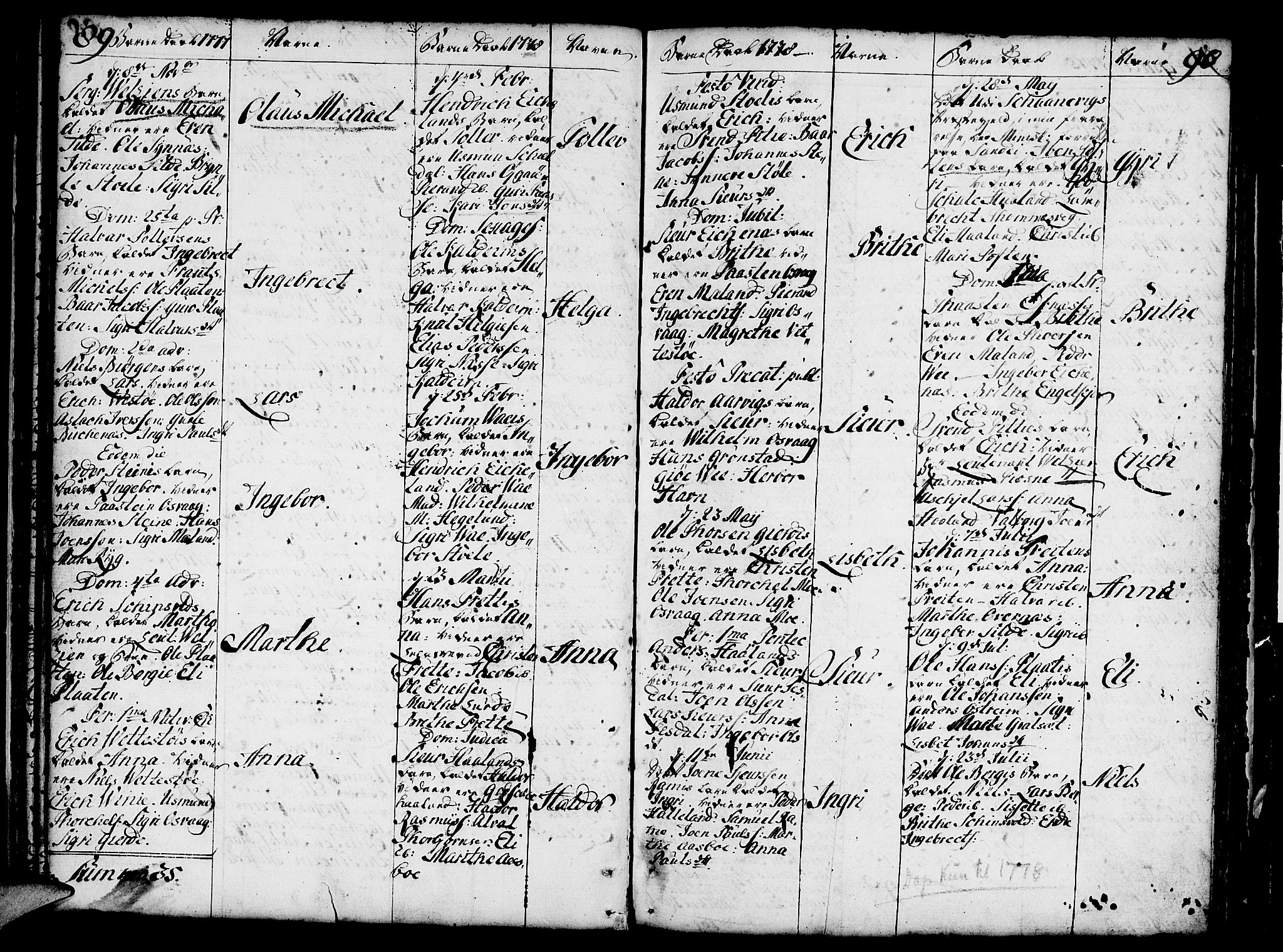 Etne sokneprestembete, SAB/A-75001/H/Haa: Ministerialbok nr. A 3 /1, 1755-1782, s. 89-90