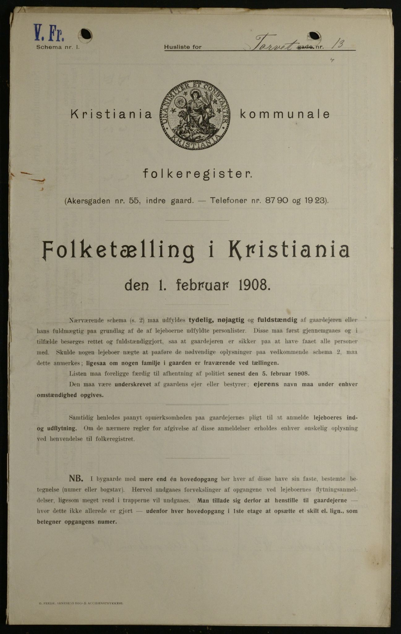 OBA, Kommunal folketelling 1.2.1908 for Kristiania kjøpstad, 1908, s. 93214