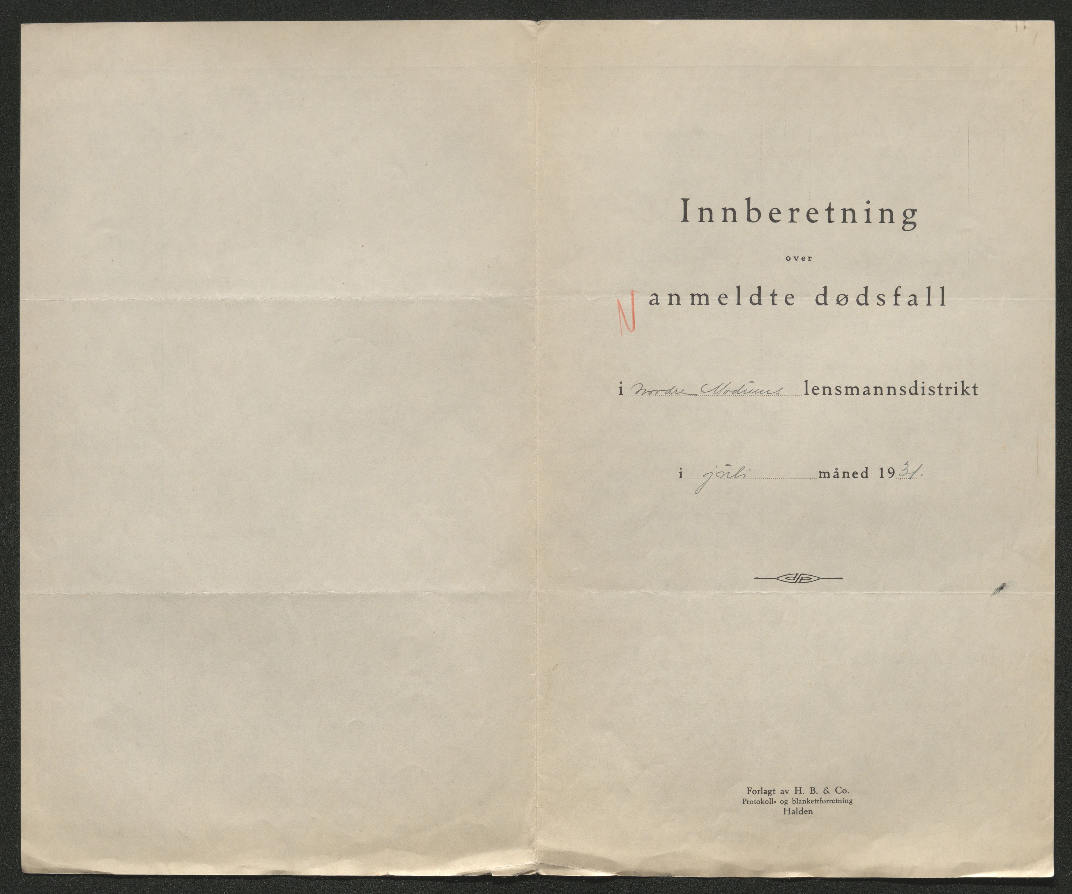 Eiker, Modum og Sigdal sorenskriveri, SAKO/A-123/H/Ha/Hab/L0046: Dødsfallsmeldinger, 1930-1931, s. 992