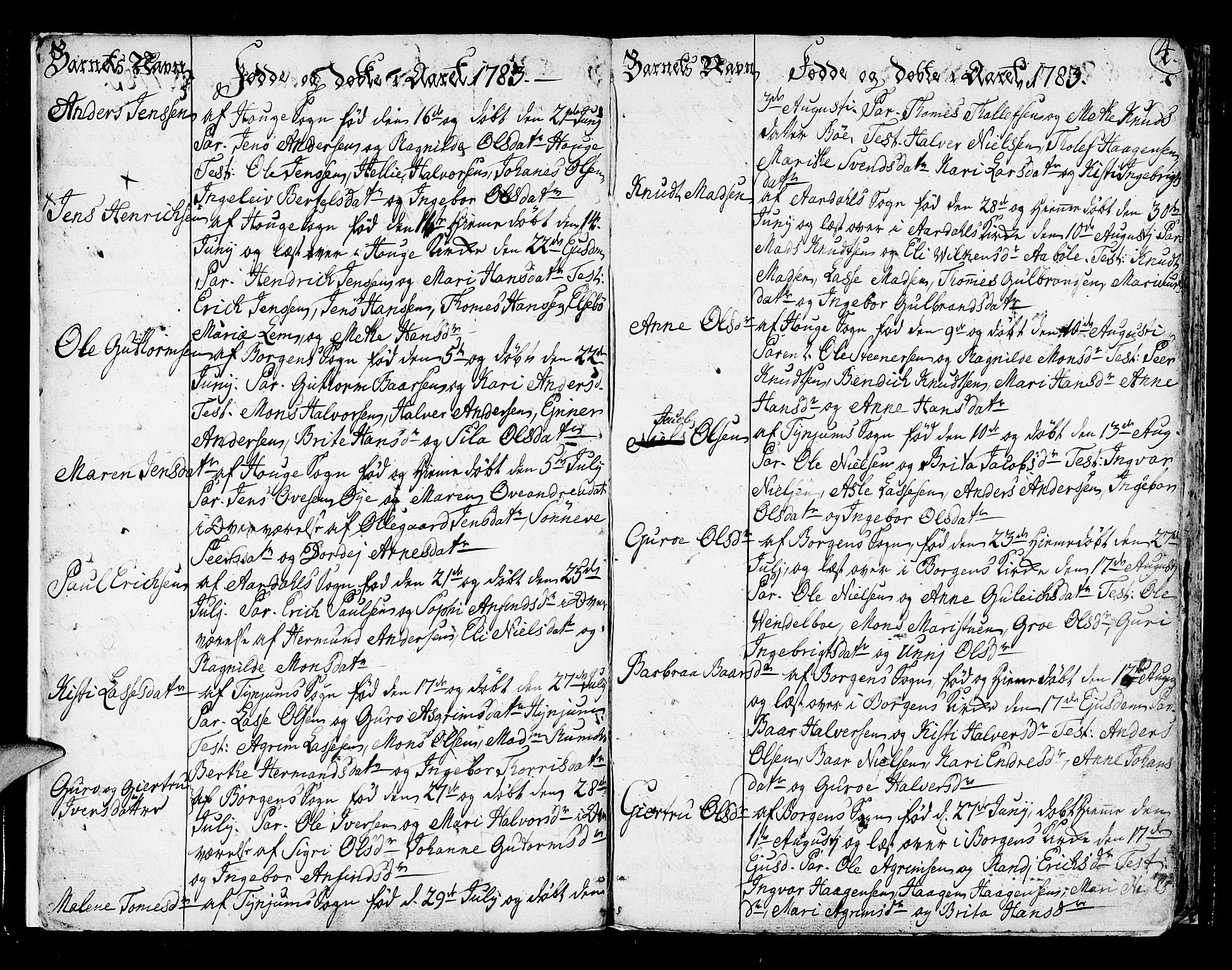 Lærdal sokneprestembete, AV/SAB-A-81201: Ministerialbok nr. A 3, 1783-1804, s. 4