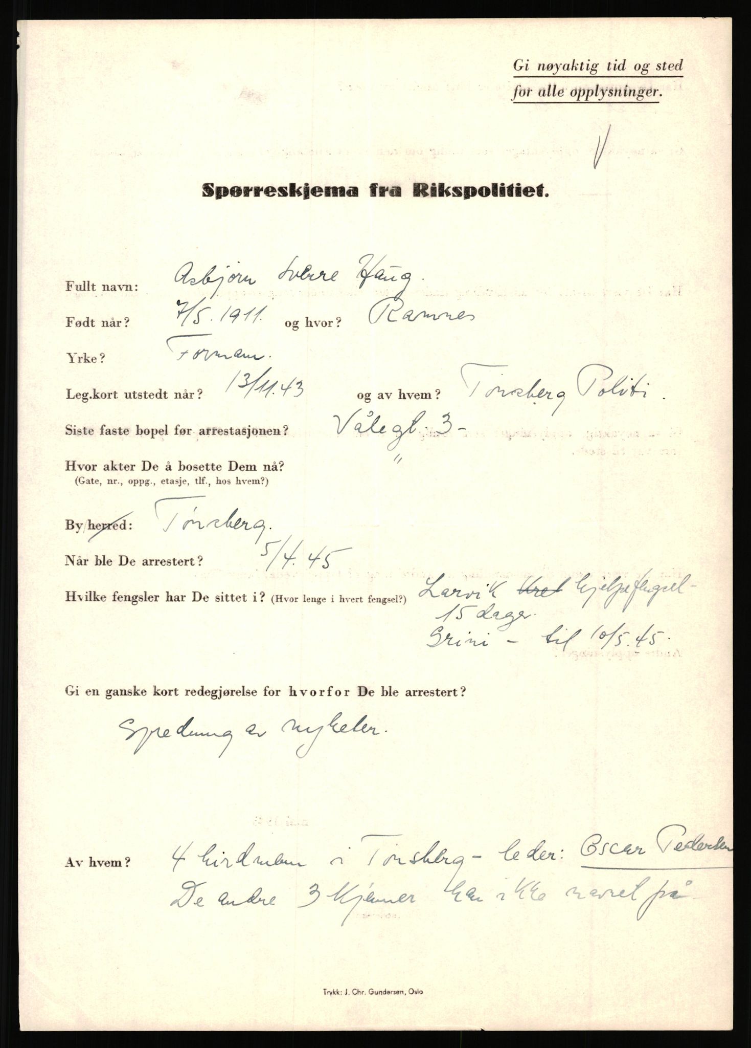 Rikspolitisjefen, AV/RA-S-1560/L/L0006: Hansen, Adolf Boye - Hemstad, Gunnar, 1940-1945, s. 657