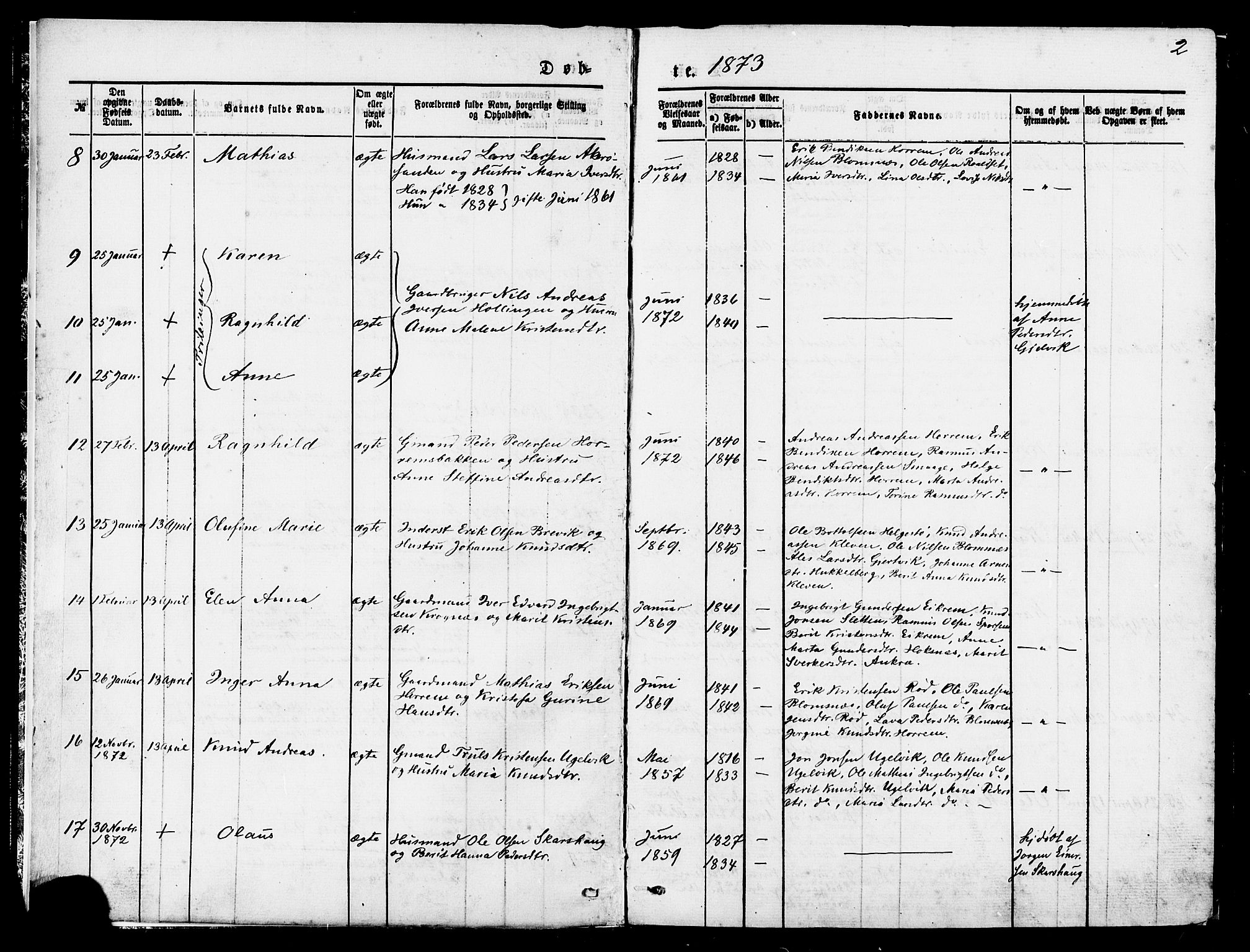 Ministerialprotokoller, klokkerbøker og fødselsregistre - Møre og Romsdal, AV/SAT-A-1454/560/L0720: Ministerialbok nr. 560A04, 1873-1878, s. 2