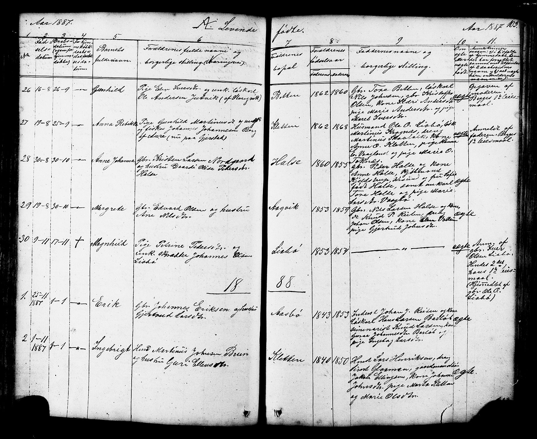 Ministerialprotokoller, klokkerbøker og fødselsregistre - Møre og Romsdal, AV/SAT-A-1454/576/L0890: Klokkerbok nr. 576C01, 1837-1908, s. 103