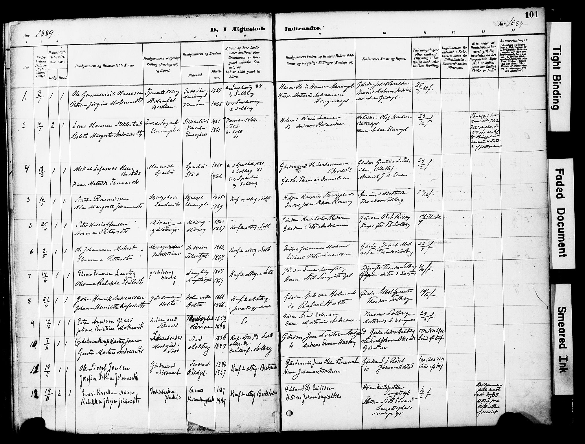 Ministerialprotokoller, klokkerbøker og fødselsregistre - Nord-Trøndelag, SAT/A-1458/741/L0396: Ministerialbok nr. 741A10, 1889-1901, s. 101