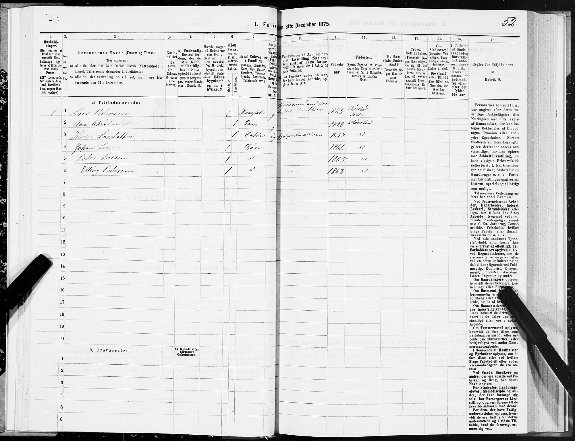 SAT, Folketelling 1875 for 1845P Folda prestegjeld, 1875, s. 2052