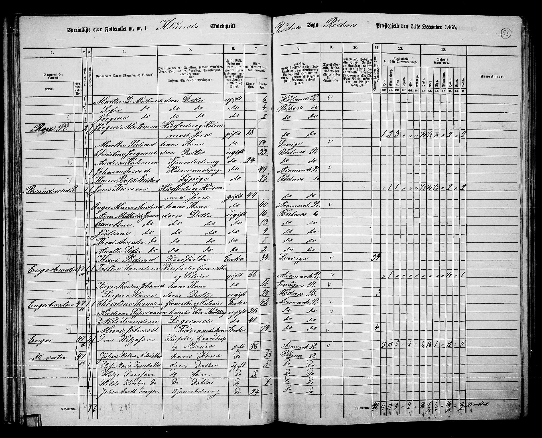 RA, Folketelling 1865 for 0120P Rødenes prestegjeld, 1865, s. 49