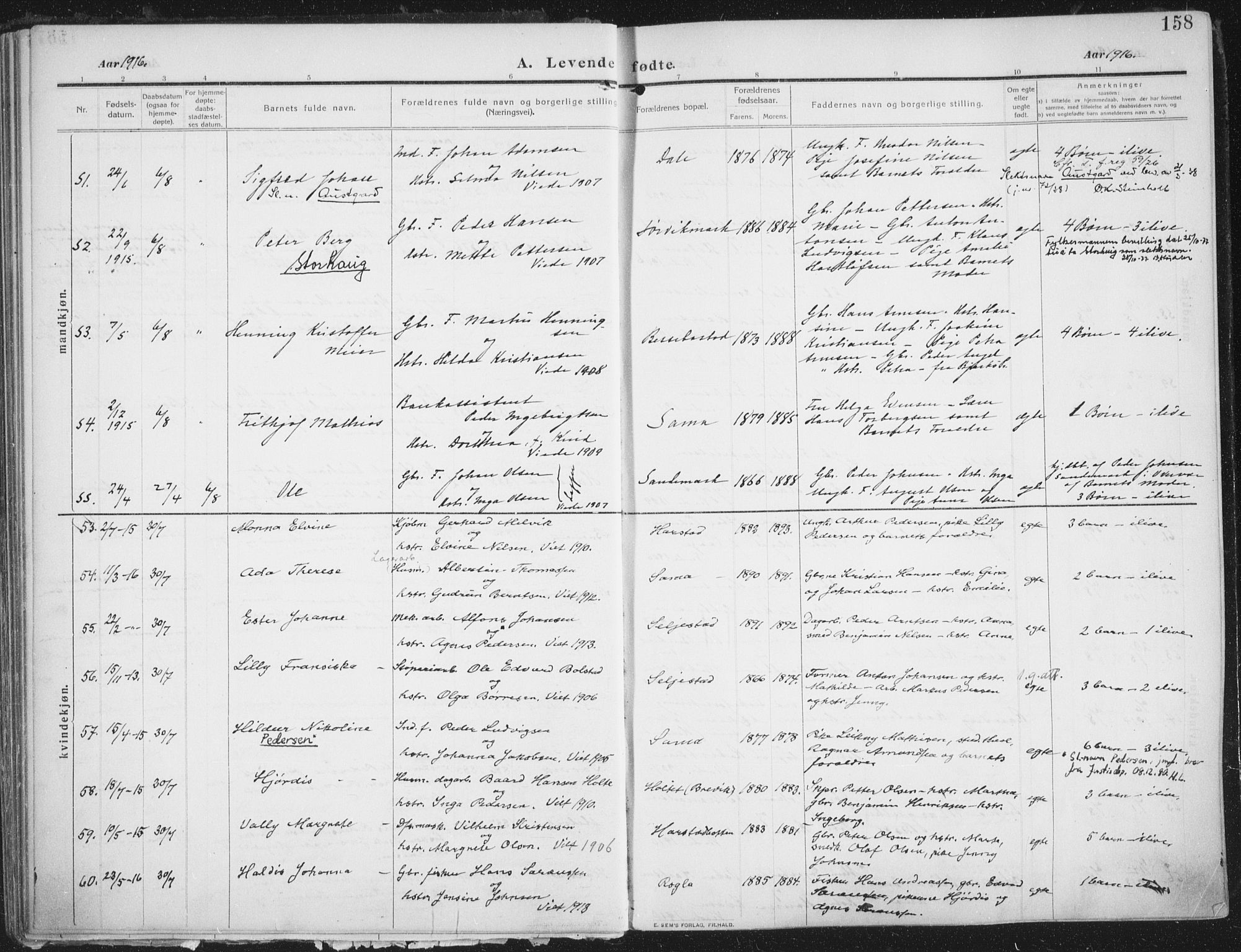 Trondenes sokneprestkontor, AV/SATØ-S-1319/H/Ha/L0018kirke: Ministerialbok nr. 18, 1909-1918, s. 158