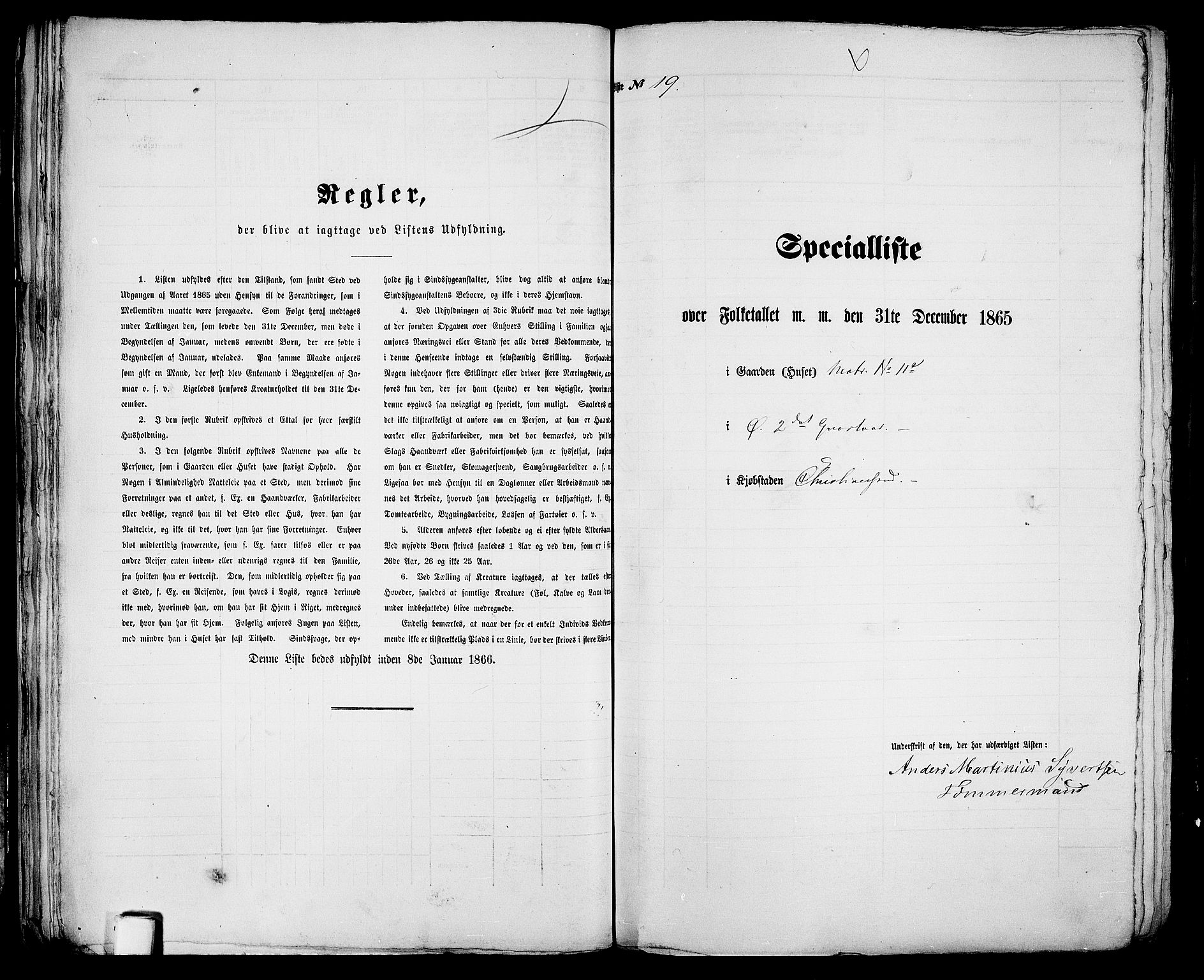 RA, Folketelling 1865 for 1001P Kristiansand prestegjeld, 1865, s. 50
