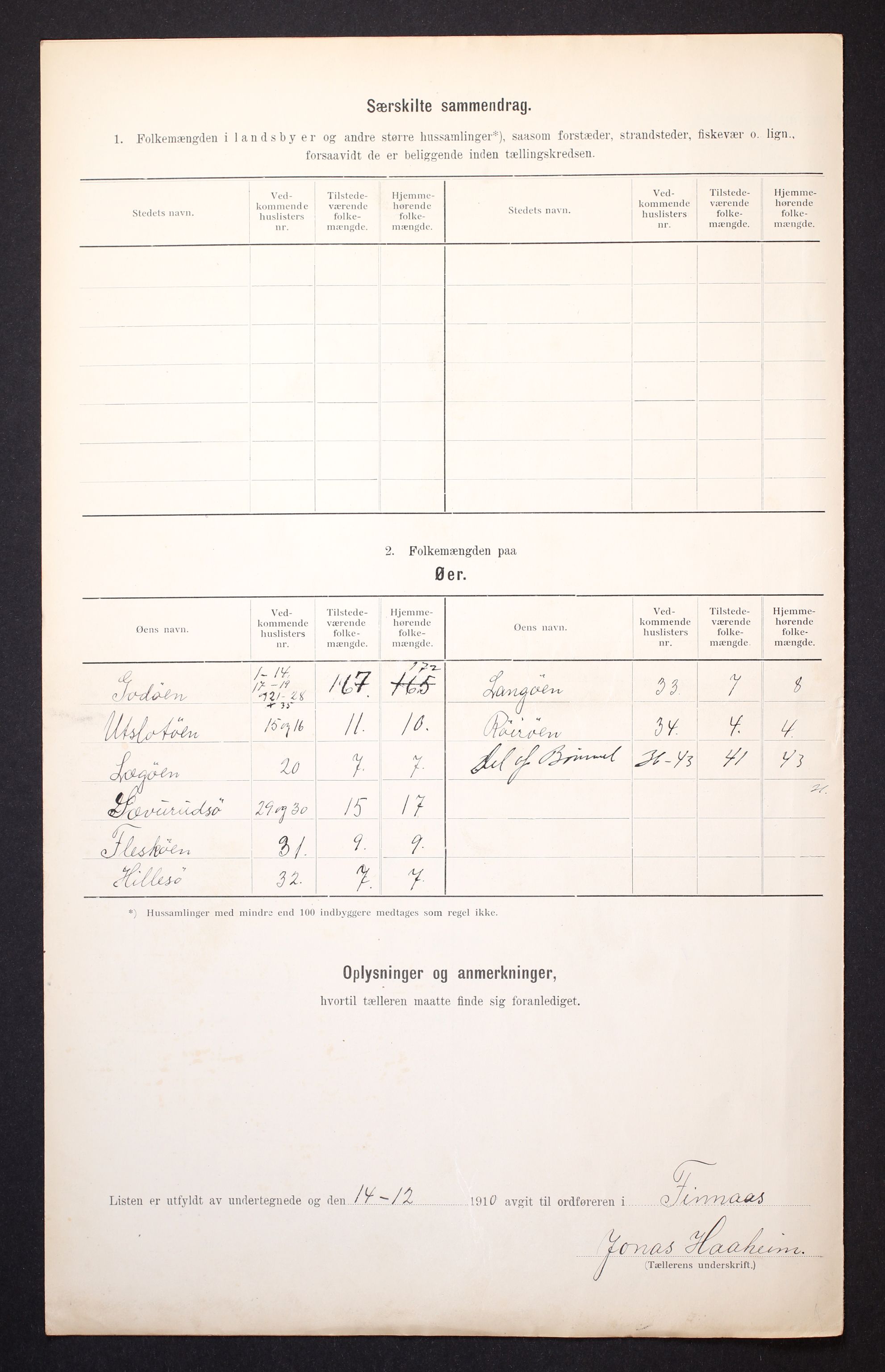 RA, Folketelling 1910 for 1218 Finnås herred, 1910, s. 6