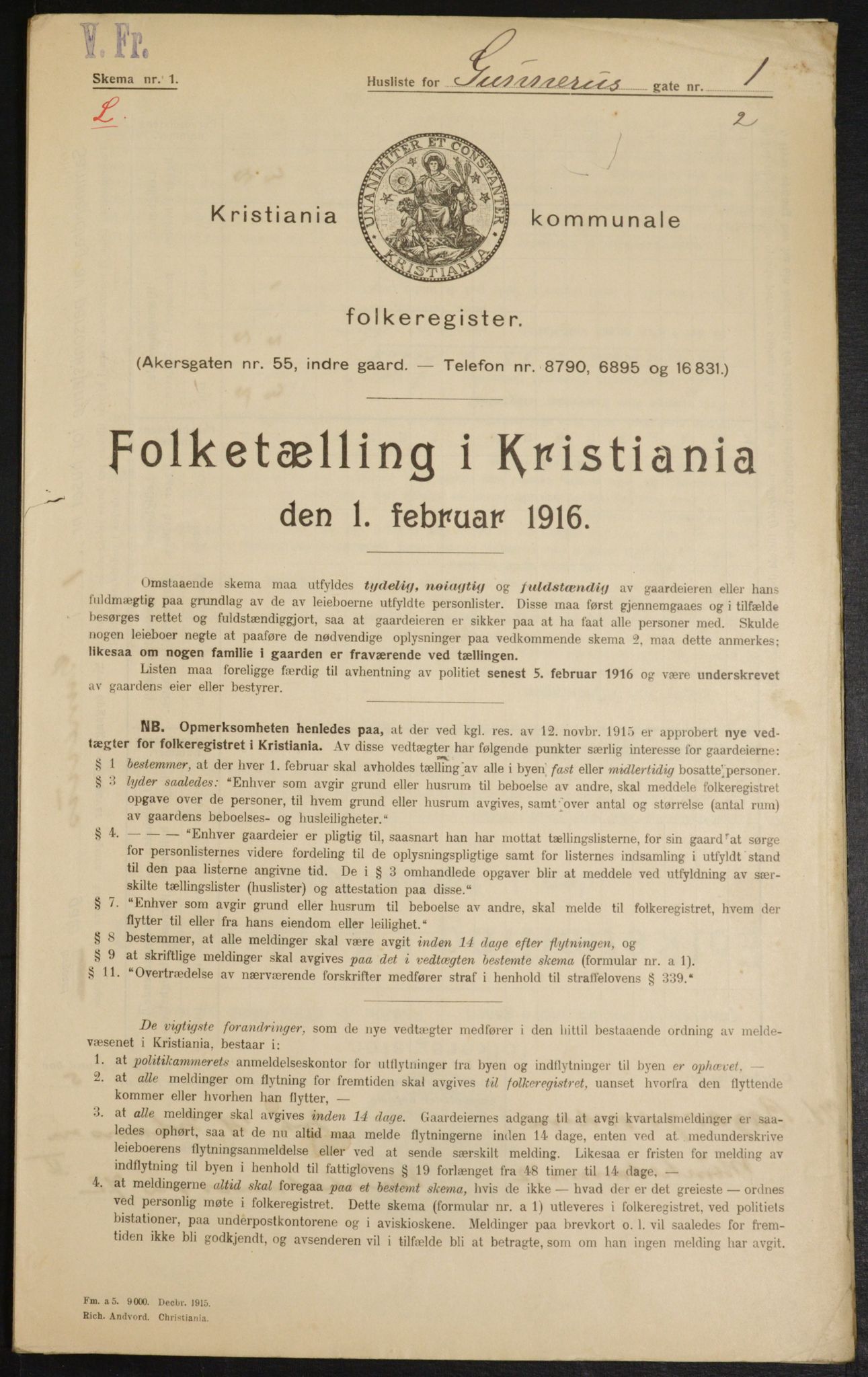 OBA, Kommunal folketelling 1.2.1916 for Kristiania, 1916, s. 5256