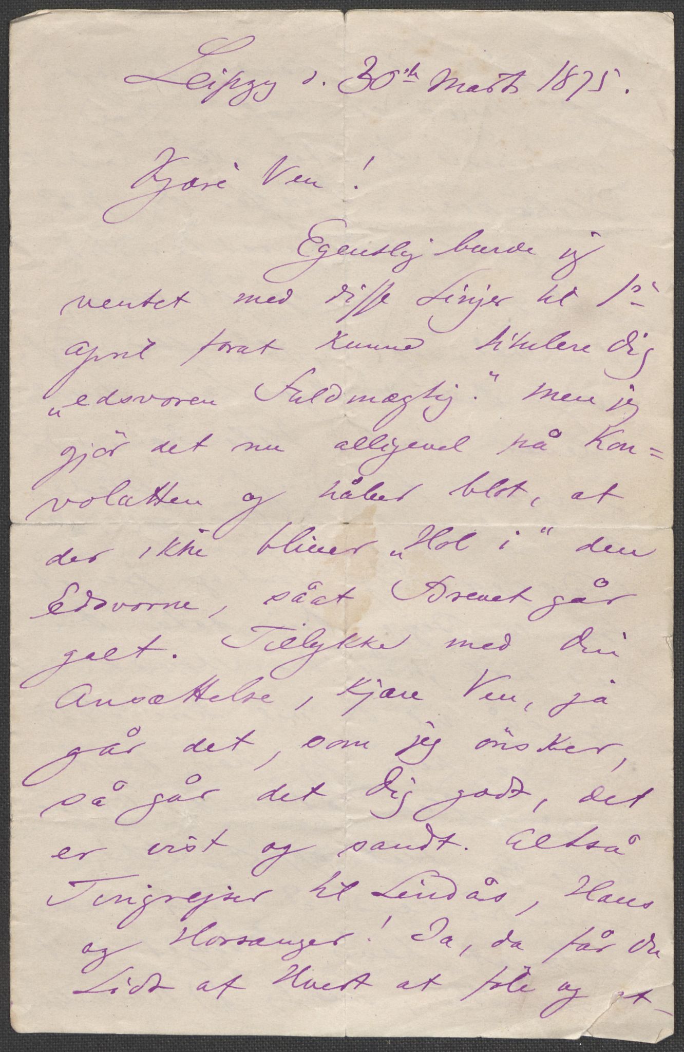 Beyer, Frants, RA/PA-0132/F/L0001: Brev fra Edvard Grieg til Frantz Beyer og "En del optegnelser som kan tjene til kommentar til brevene" av Marie Beyer, 1872-1907, s. 44