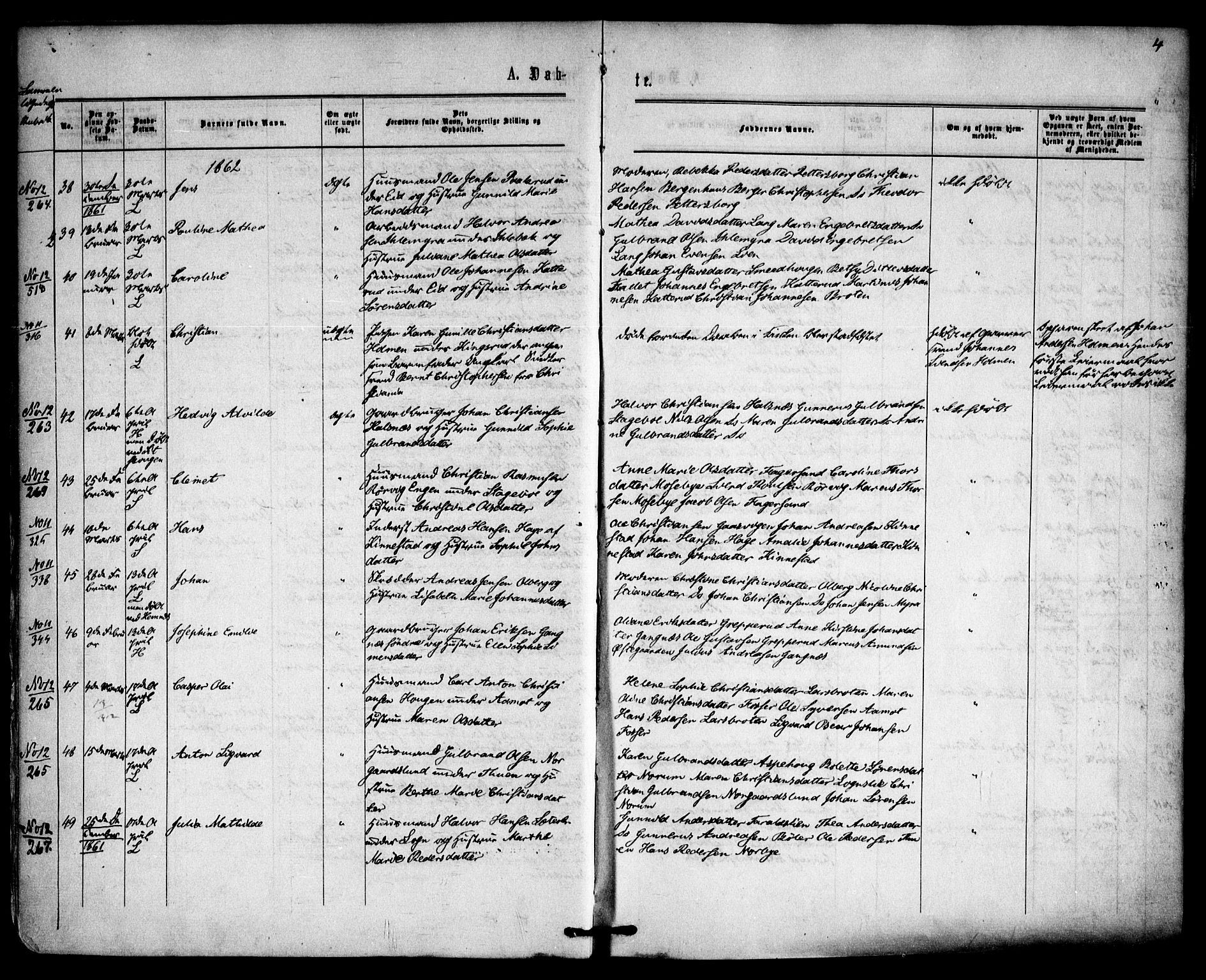 Høland prestekontor Kirkebøker, SAO/A-10346a/F/Fa/L0011: Ministerialbok nr. I 11, 1862-1869, s. 4