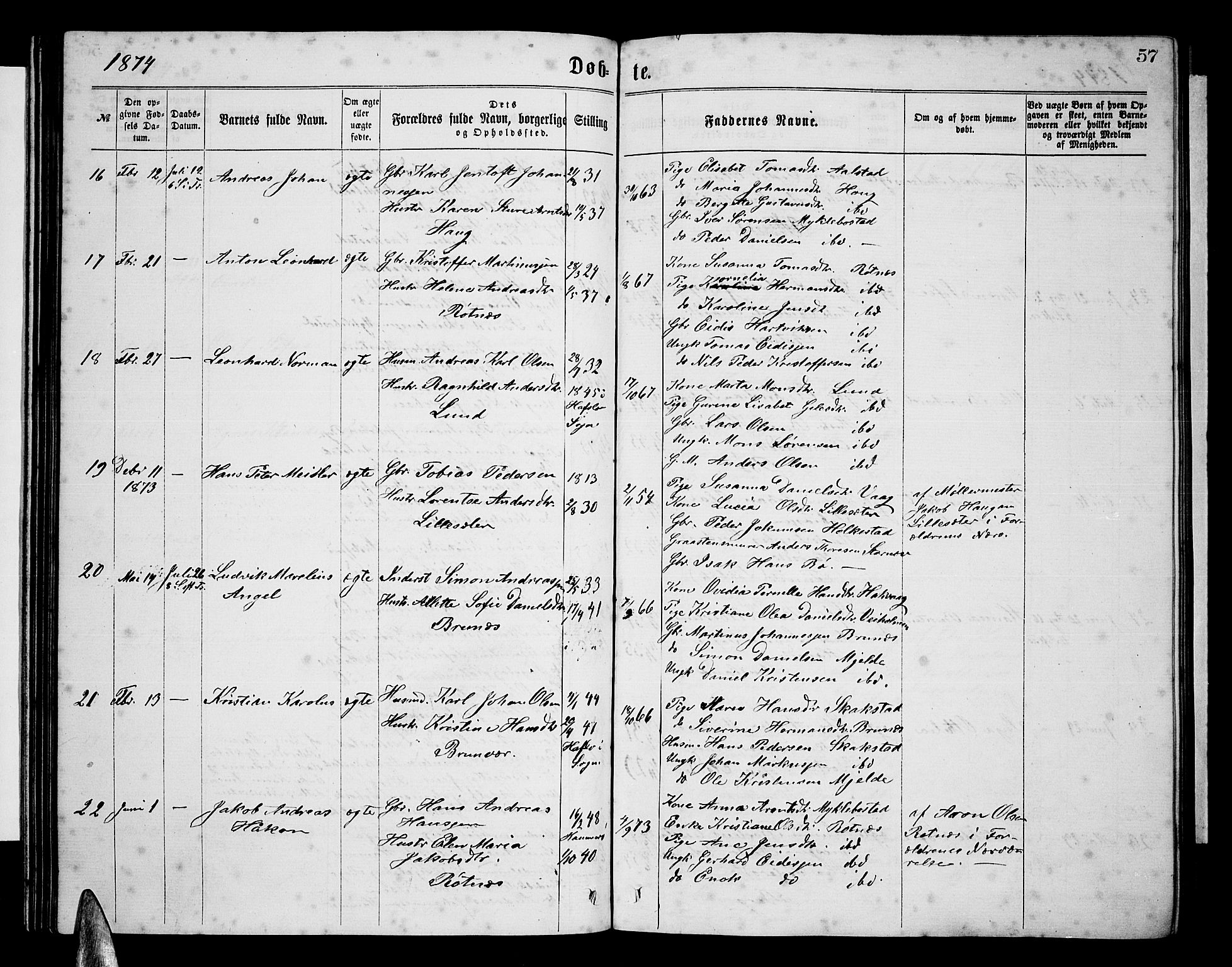 Ministerialprotokoller, klokkerbøker og fødselsregistre - Nordland, AV/SAT-A-1459/855/L0815: Klokkerbok nr. 855C04, 1865-1878, s. 57