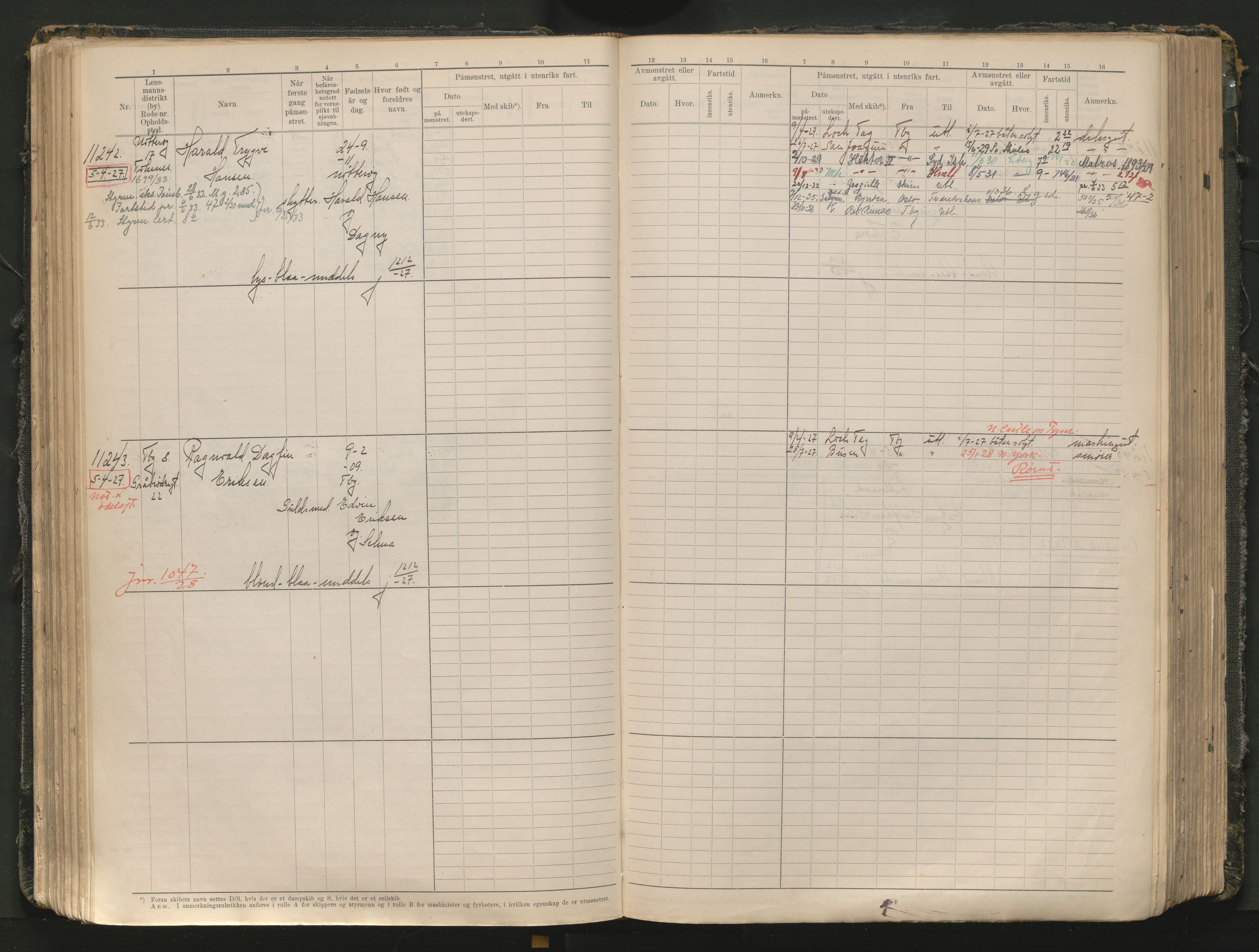Tønsberg innrulleringskontor, AV/SAKO-A-786/F/Fc/Fcb/L0012: Hovedrulle Patent nr. 10828-12216, 1925-1948