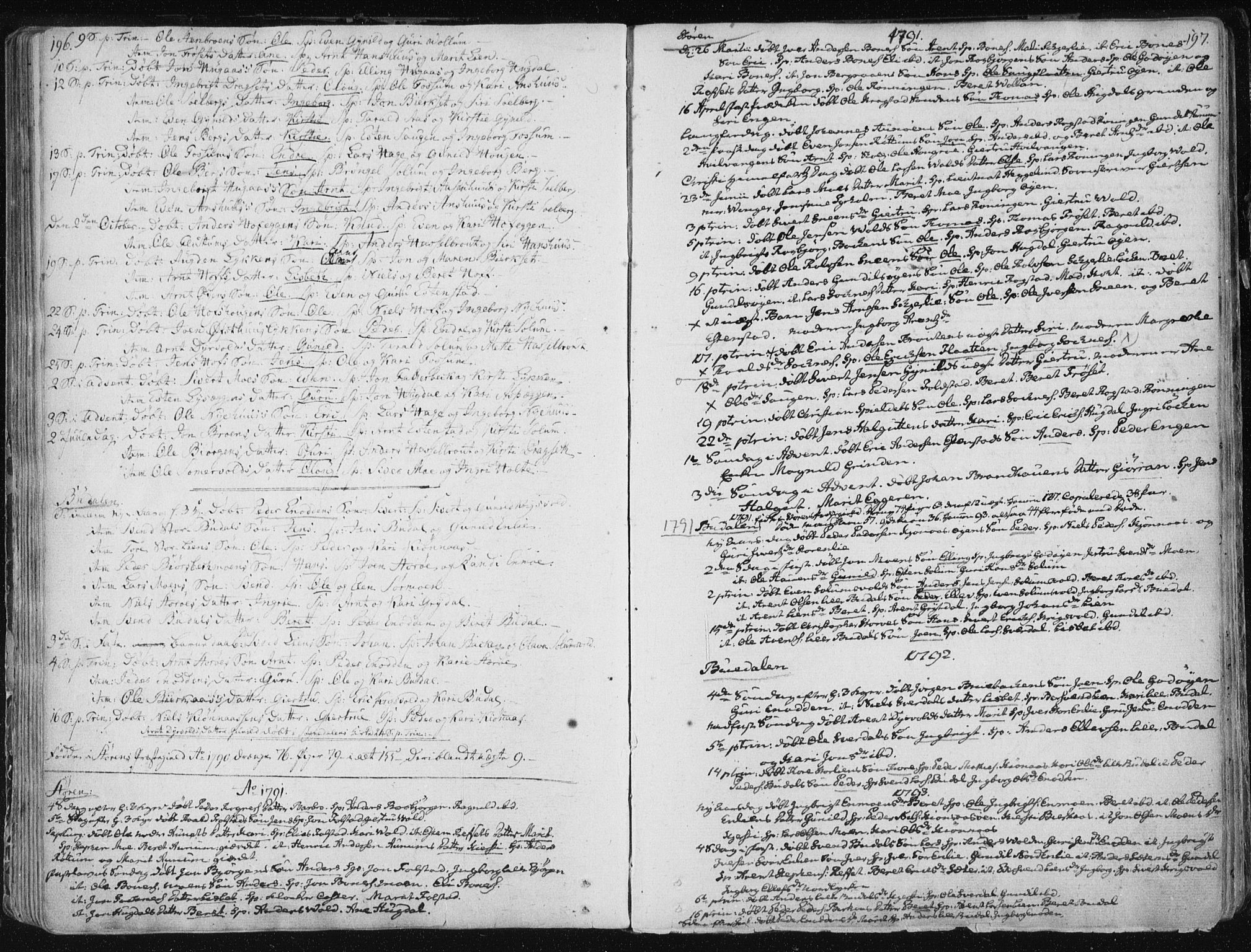 Ministerialprotokoller, klokkerbøker og fødselsregistre - Sør-Trøndelag, AV/SAT-A-1456/687/L0992: Ministerialbok nr. 687A03 /1, 1788-1815, s. 196-197