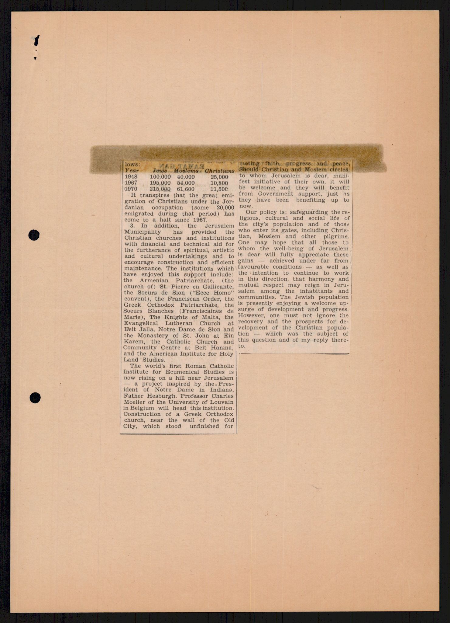 Utenriksdepartementet, hovedarkiv, AV/RA-S-6794/D/Db/Dba/L0776/0003: Verdenspolitikk. Fremmede staters politikk (G.L.) / Israel: Politikk (2 mapper), 1970-1972, s. 138