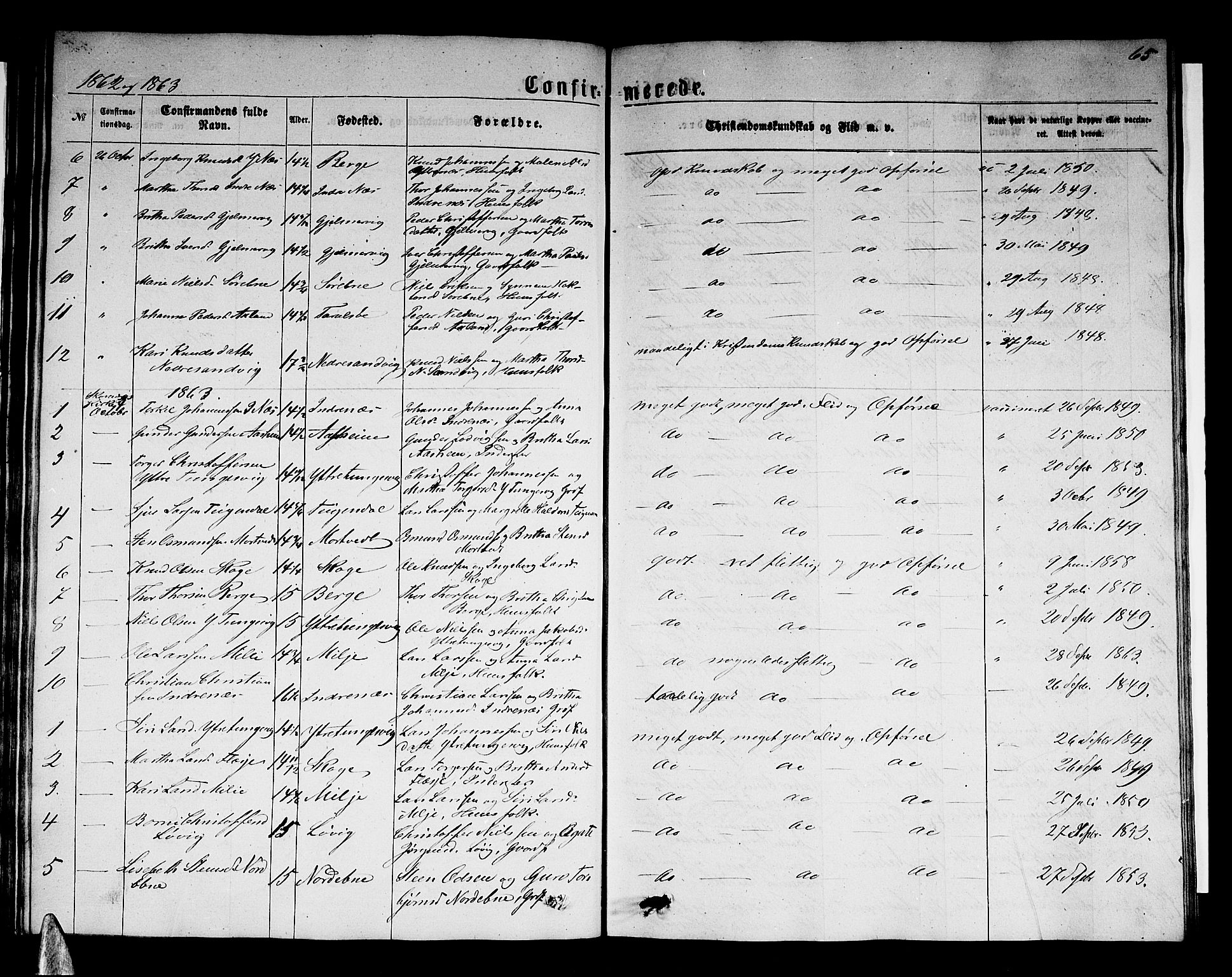 Skånevik sokneprestembete, AV/SAB-A-77801/H/Hab: Klokkerbok nr. A 1, 1860-1887, s. 65