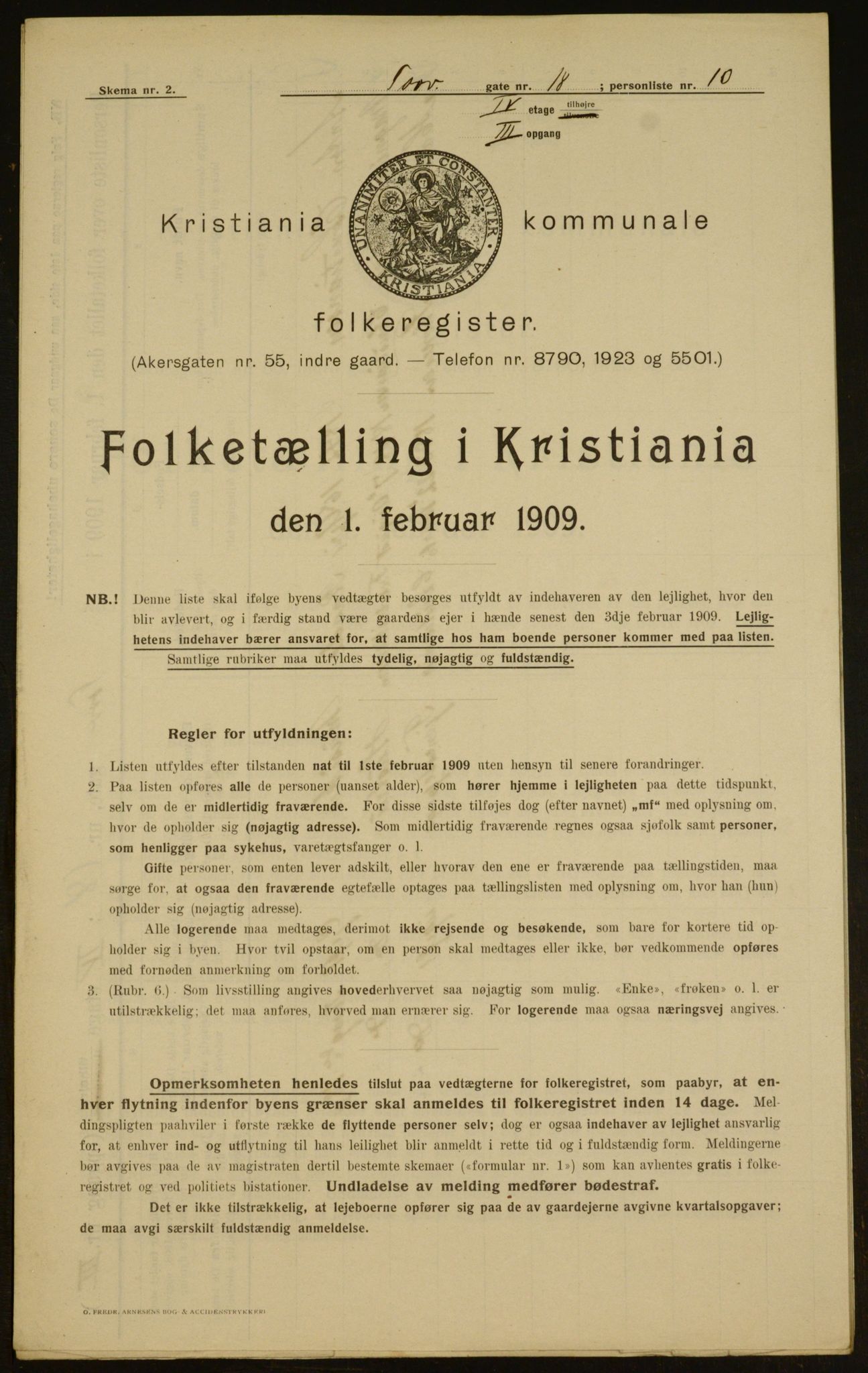 OBA, Kommunal folketelling 1.2.1909 for Kristiania kjøpstad, 1909, s. 103421