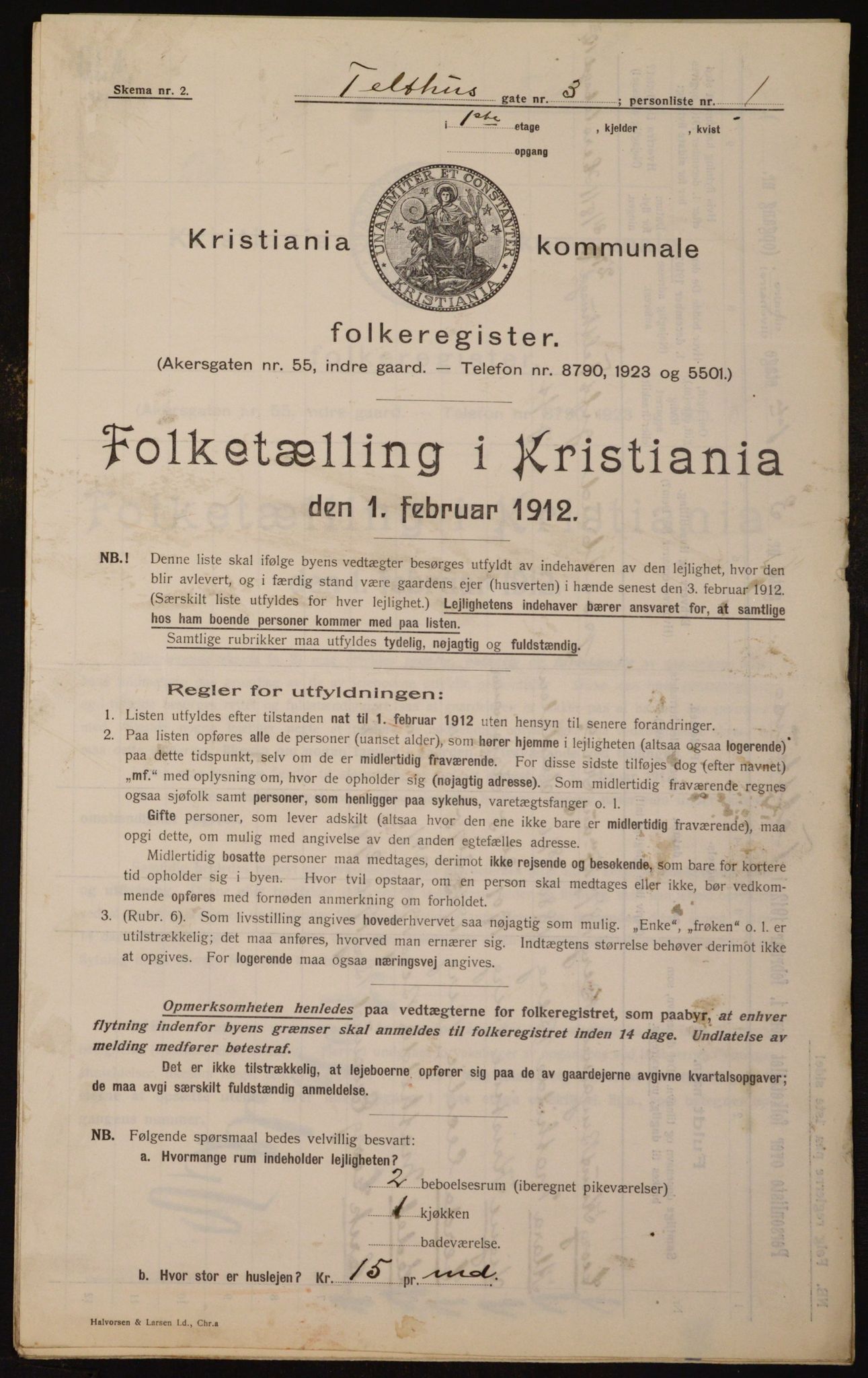 OBA, Kommunal folketelling 1.2.1912 for Kristiania, 1912, s. 107607