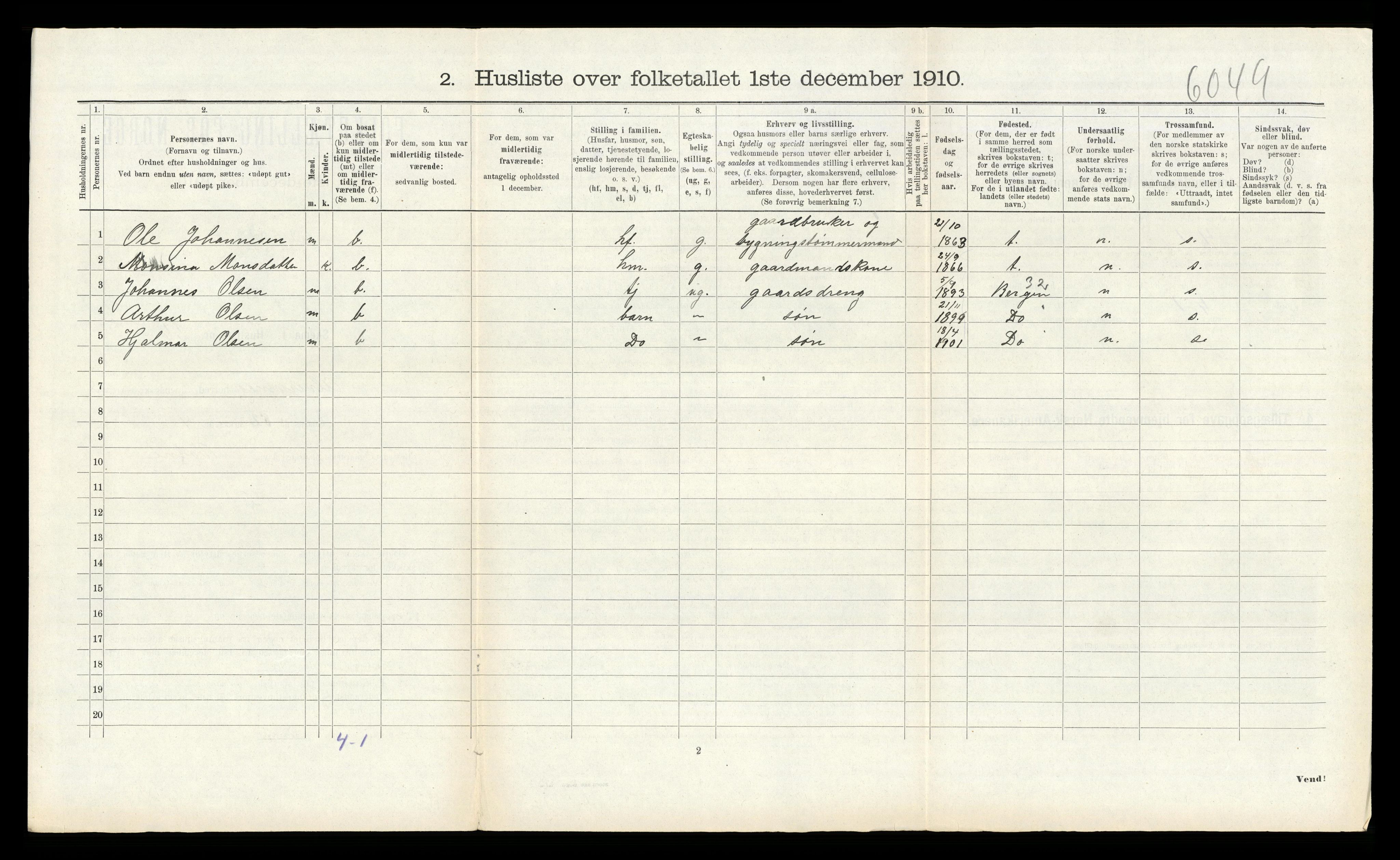 RA, Folketelling 1910 for 1257 Alversund herred, 1910, s. 957