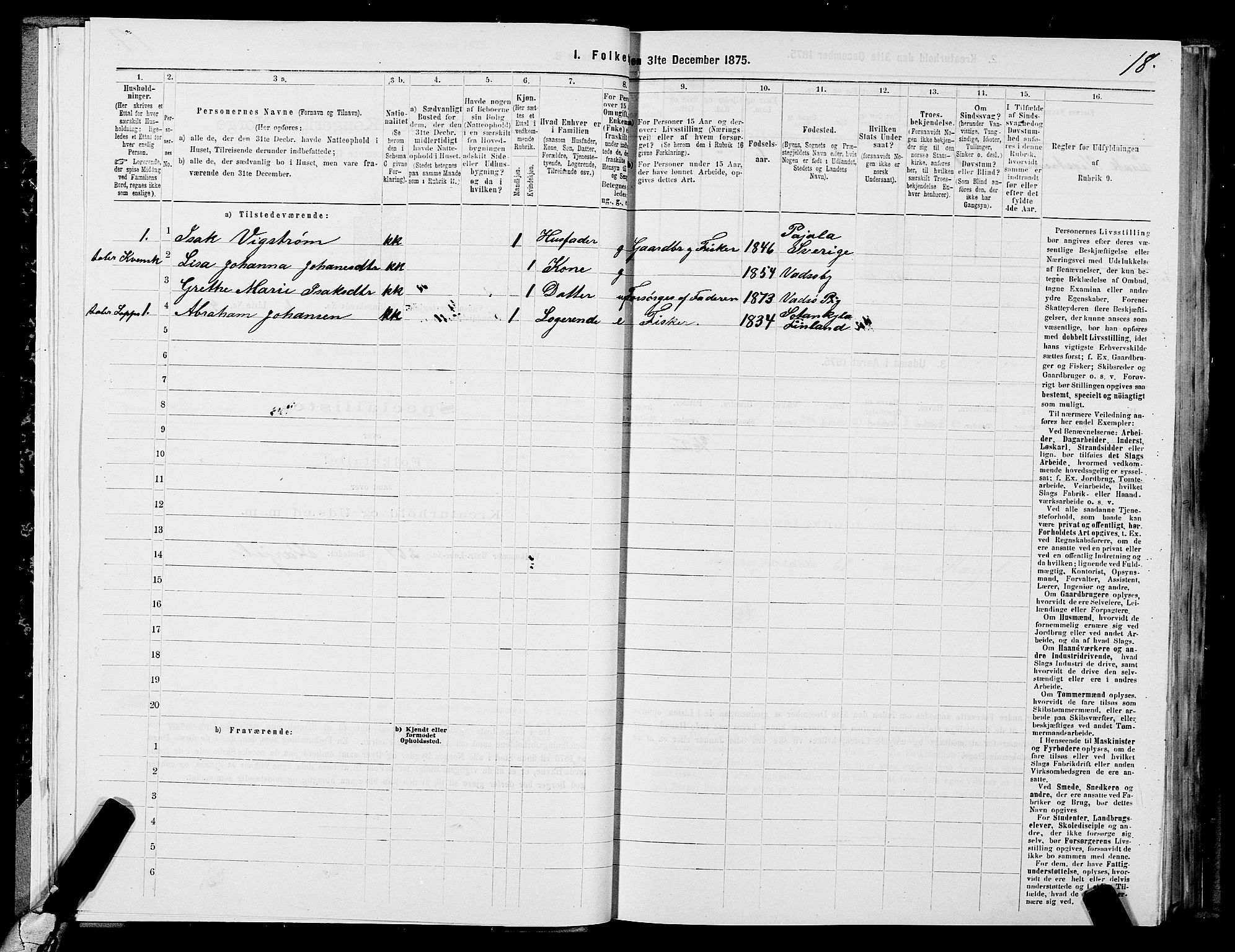 SATØ, Folketelling 1875 for 2029L Vadsø prestegjeld, Vadsø landsokn, 1875, s. 1018
