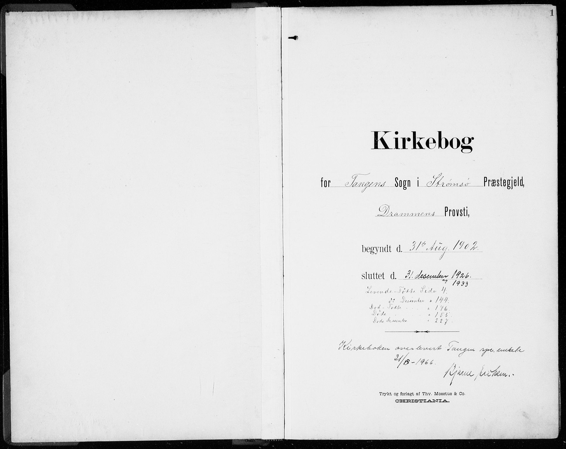 Strømsø kirkebøker, SAKO/A-246/F/Fb/L0008: Ministerialbok nr. II 8, 1902-1933, s. 1