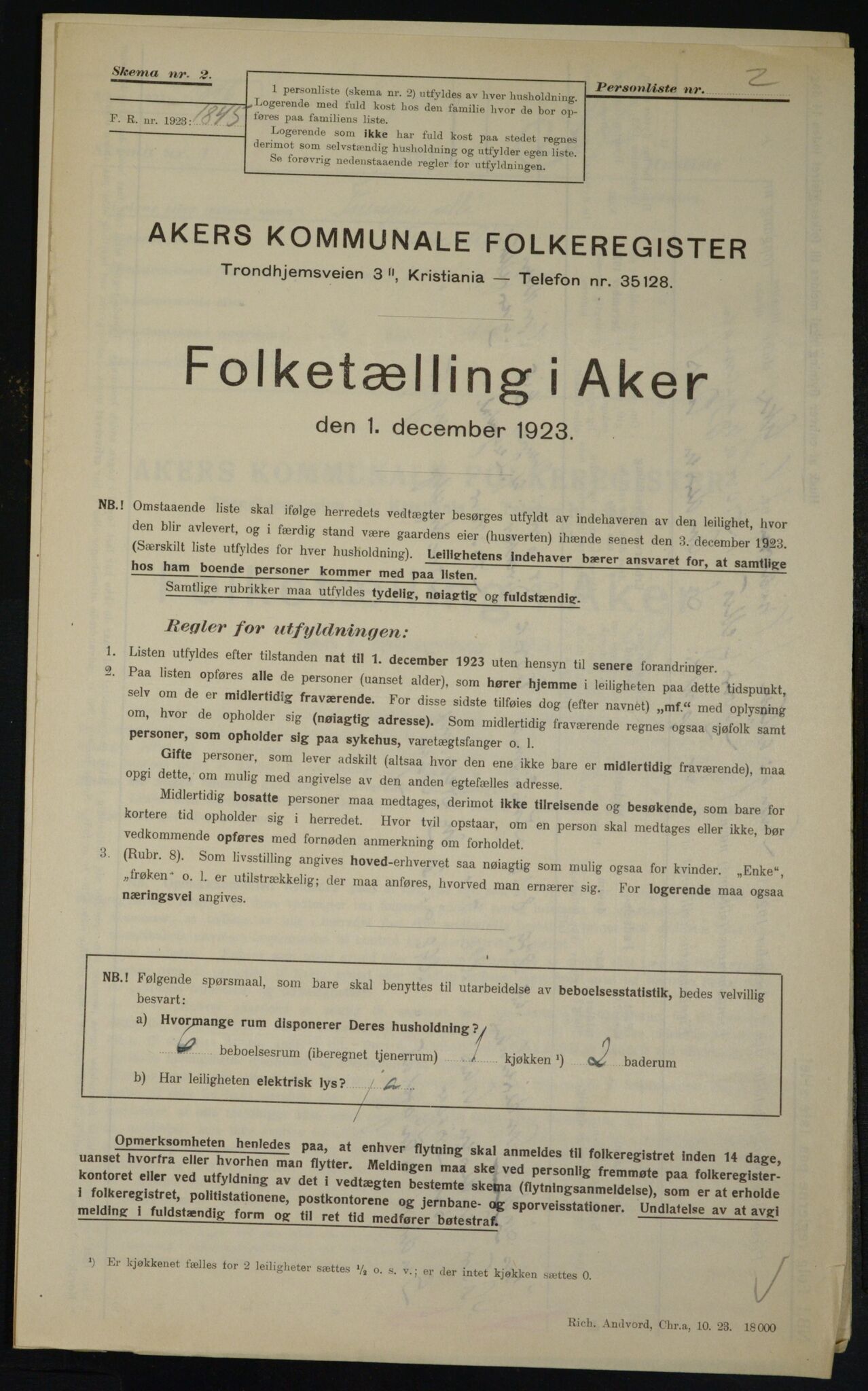 , Kommunal folketelling 1.12.1923 for Aker, 1923, s. 19910