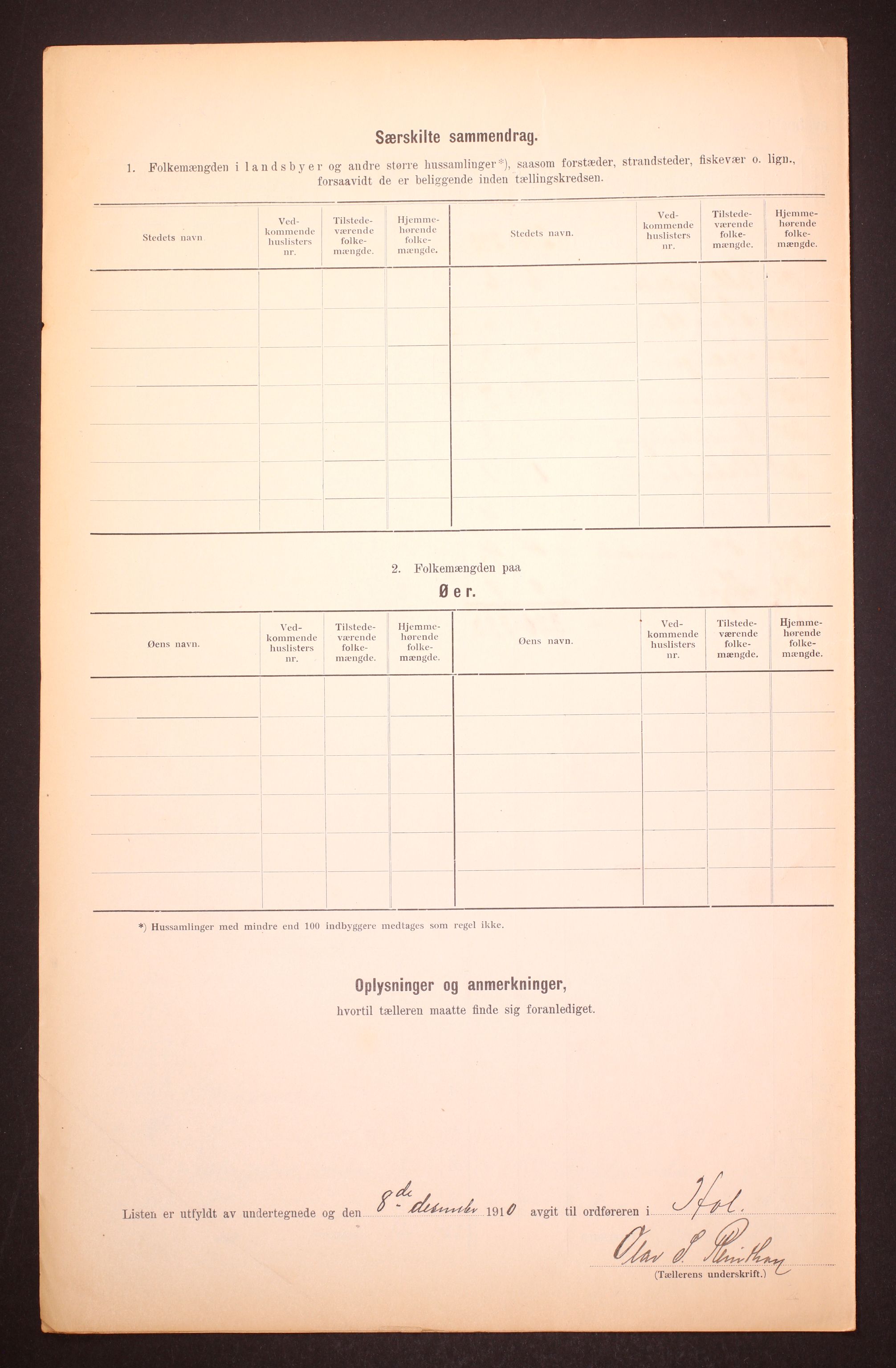 RA, Folketelling 1910 for 0620 Hol herred, 1910, s. 9