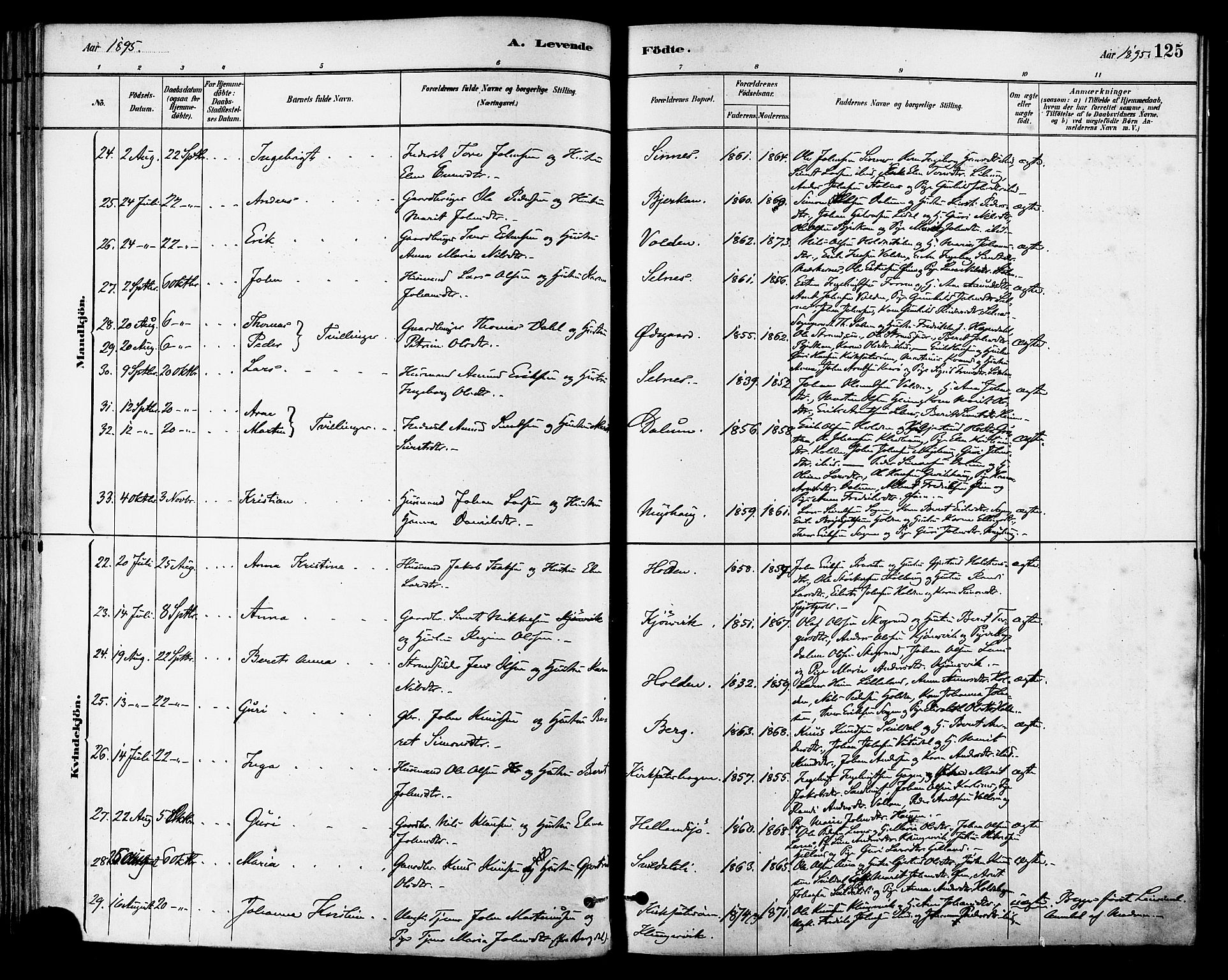 Ministerialprotokoller, klokkerbøker og fødselsregistre - Sør-Trøndelag, AV/SAT-A-1456/630/L0496: Ministerialbok nr. 630A09, 1879-1895, s. 125