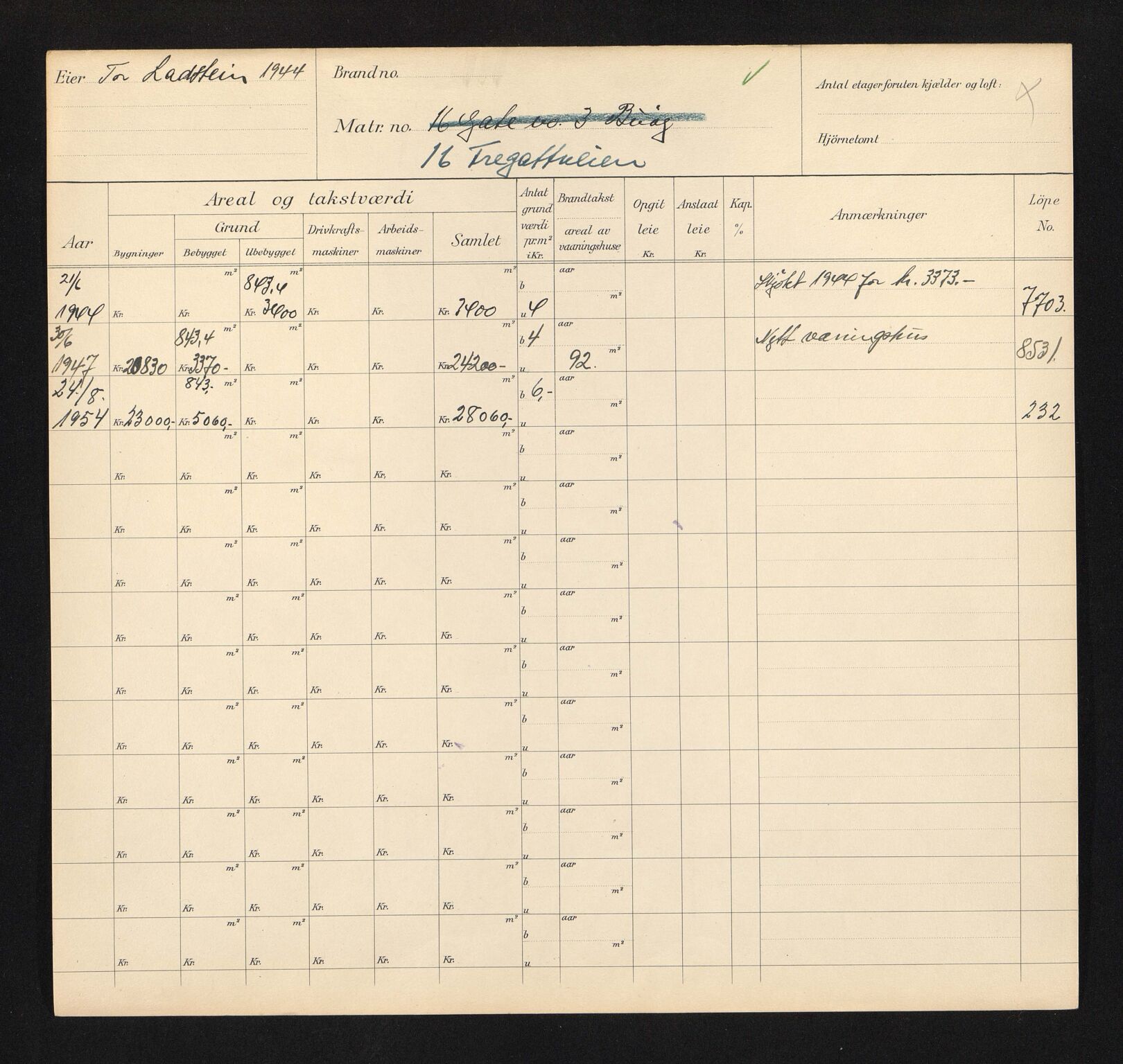 Stavanger kommune. Skattetakstvesenet, BYST/A-0440/F/Fa/Faa/L0014/0004: Skattetakstkort / Fregattveien 7 - 26a