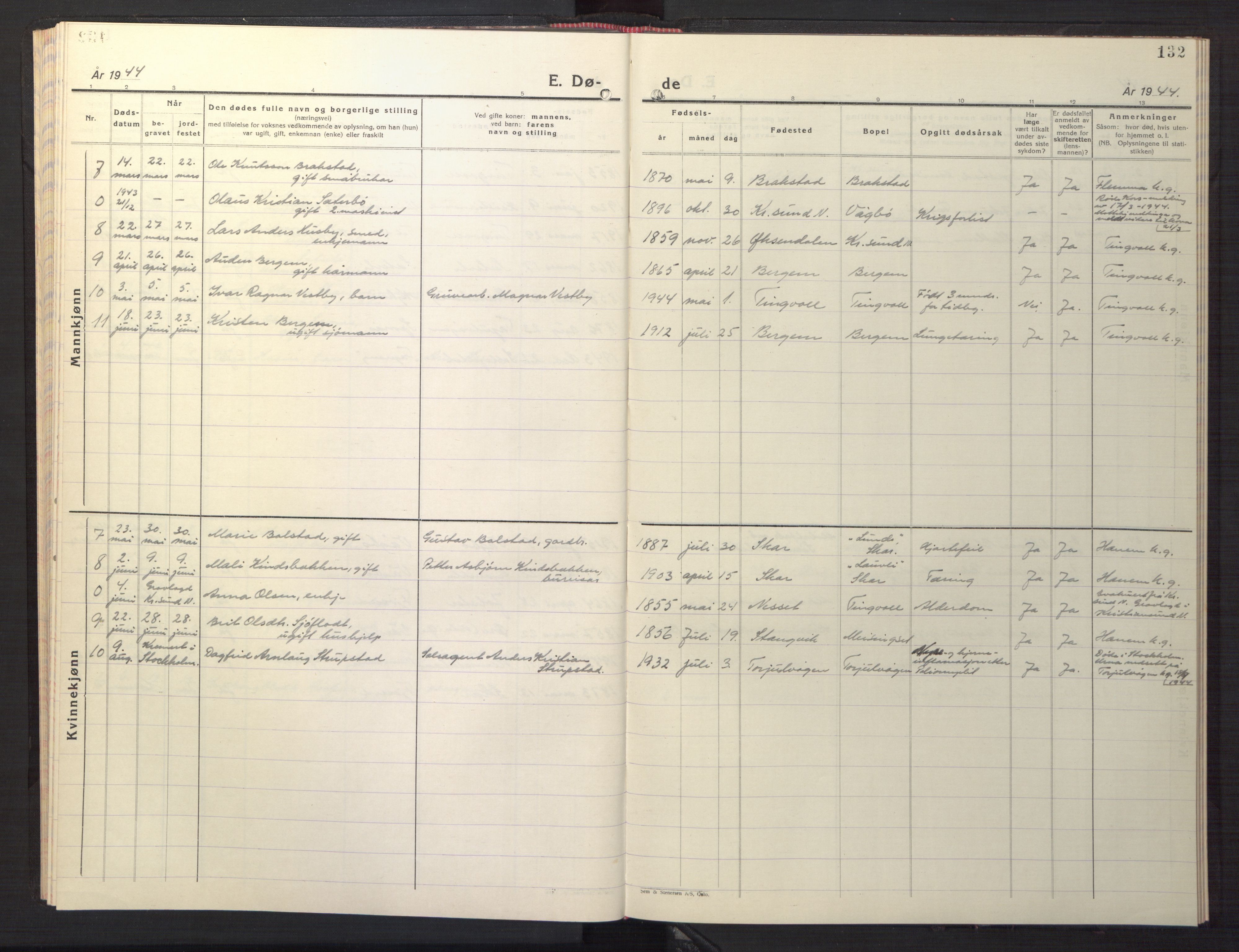 Ministerialprotokoller, klokkerbøker og fødselsregistre - Møre og Romsdal, AV/SAT-A-1454/586/L0996: Klokkerbok nr. 586C07, 1944-1949, s. 132