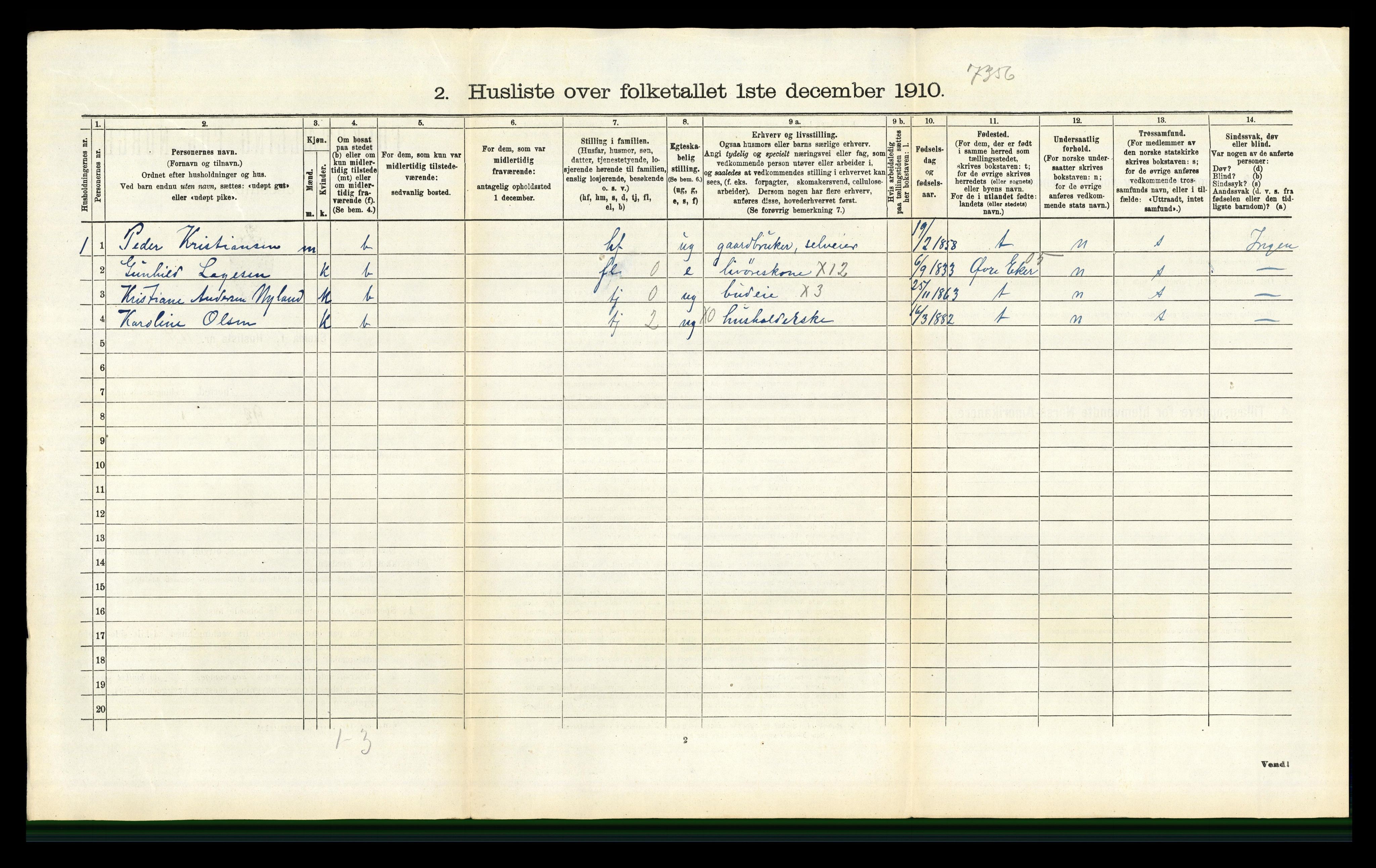 RA, Folketelling 1910 for 0623 Modum herred, 1910, s. 2703