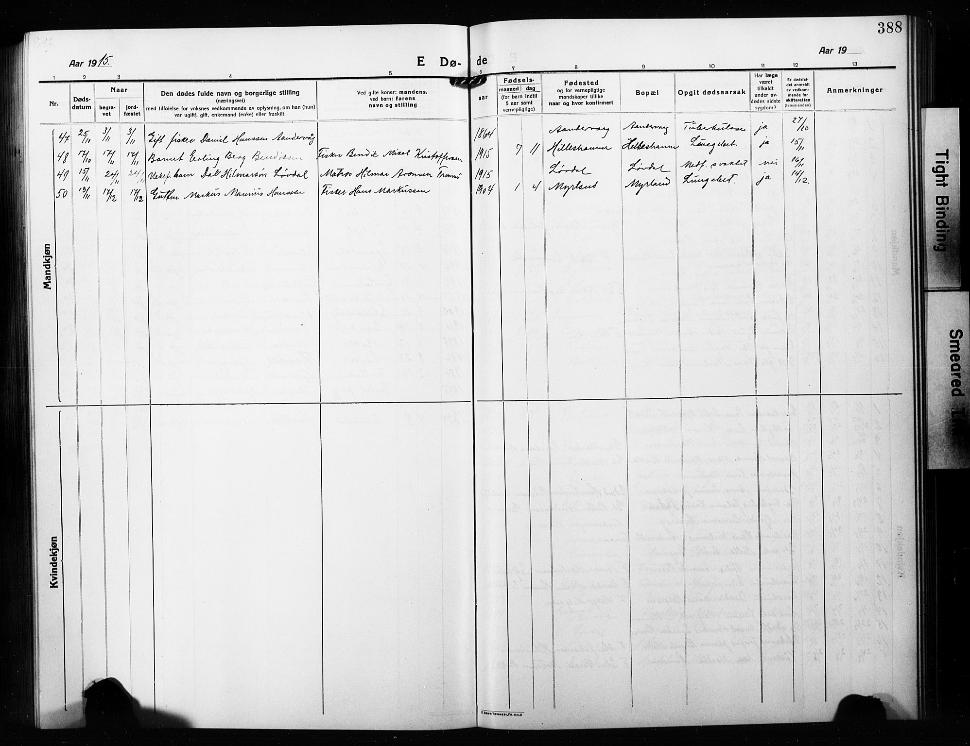 Ibestad sokneprestembete, AV/SATØ-S-0077/H/Ha/Hab/L0010klokker: Klokkerbok nr. 10, 1915-1929, s. 388