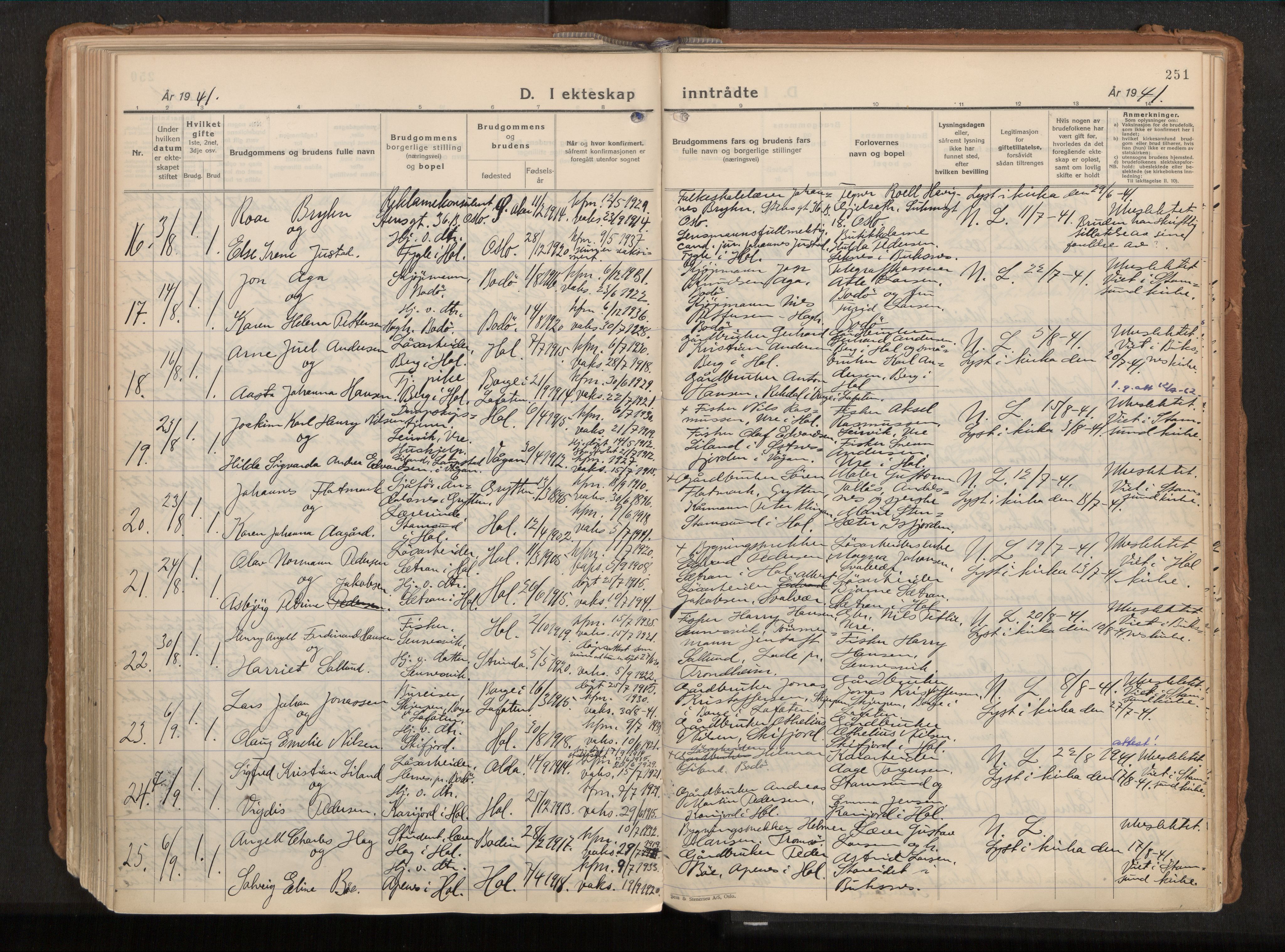 Ministerialprotokoller, klokkerbøker og fødselsregistre - Nordland, AV/SAT-A-1459/882/L1182: Ministerialbok nr. 882A04, 1932-1950, s. 251
