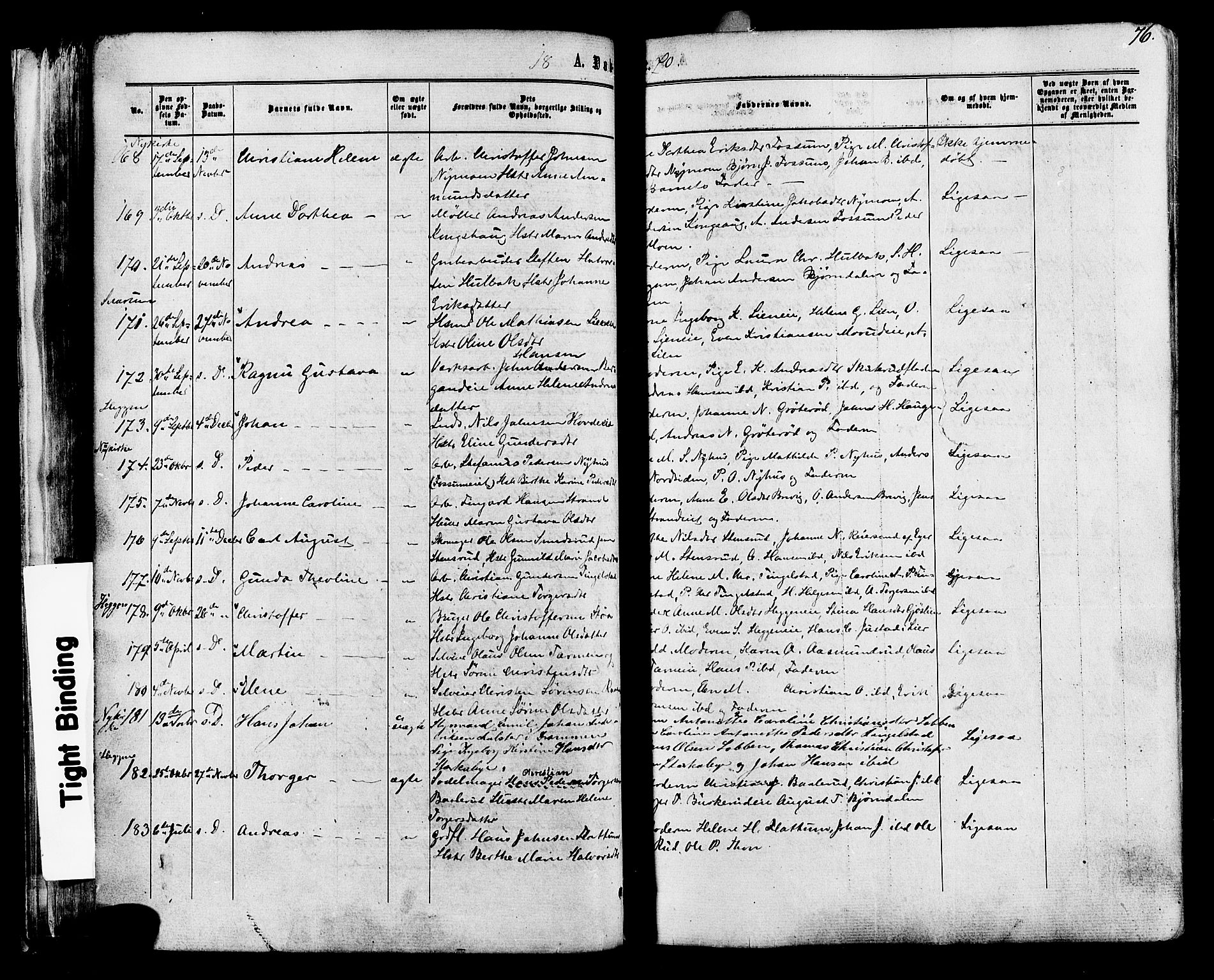 Modum kirkebøker, AV/SAKO-A-234/F/Fa/L0010: Ministerialbok nr. 10, 1865-1876, s. 76