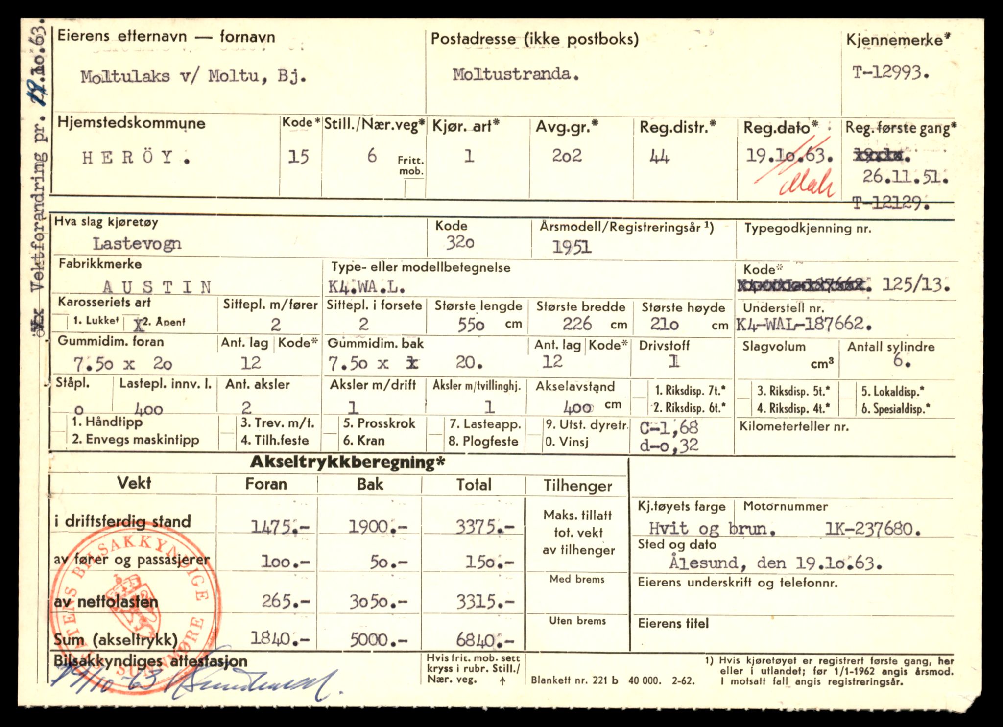 Møre og Romsdal vegkontor - Ålesund trafikkstasjon, AV/SAT-A-4099/F/Fe/L0036: Registreringskort for kjøretøy T 12831 - T 13030, 1927-1998, s. 2363