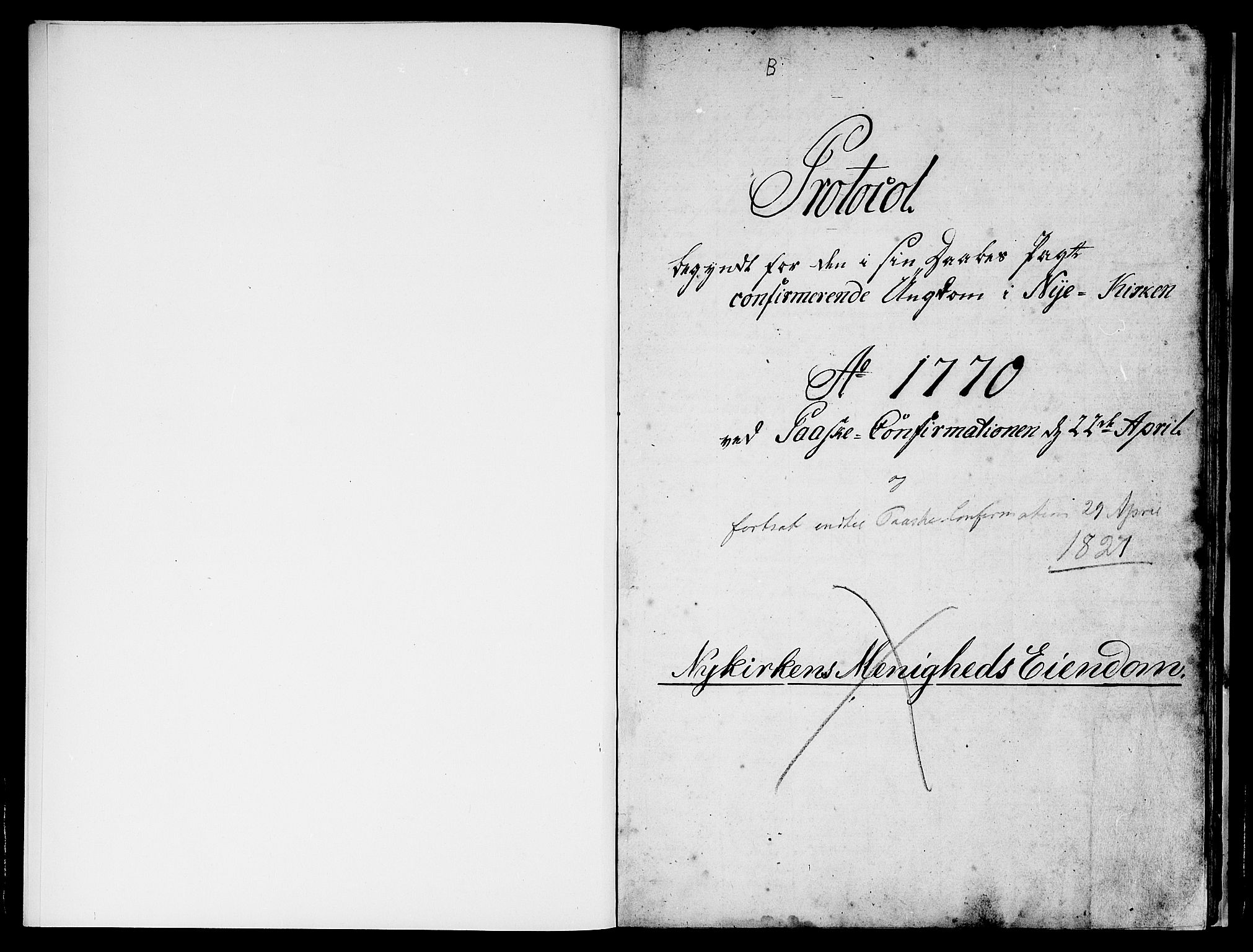 Nykirken Sokneprestembete, AV/SAB-A-77101/H/Hab: Klokkerbok nr. A 1, 1770-1821