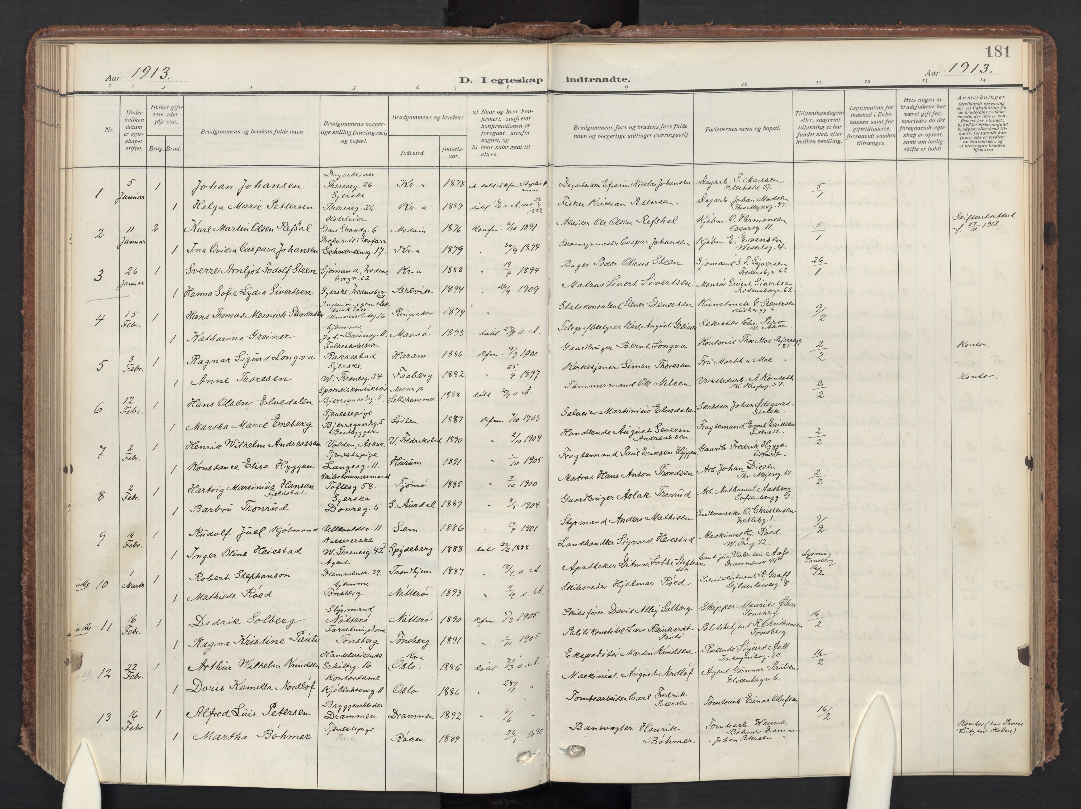 Gamle Aker prestekontor Kirkebøker, AV/SAO-A-10617a/F/L0015: Ministerialbok nr. 15, 1911-1924, s. 181