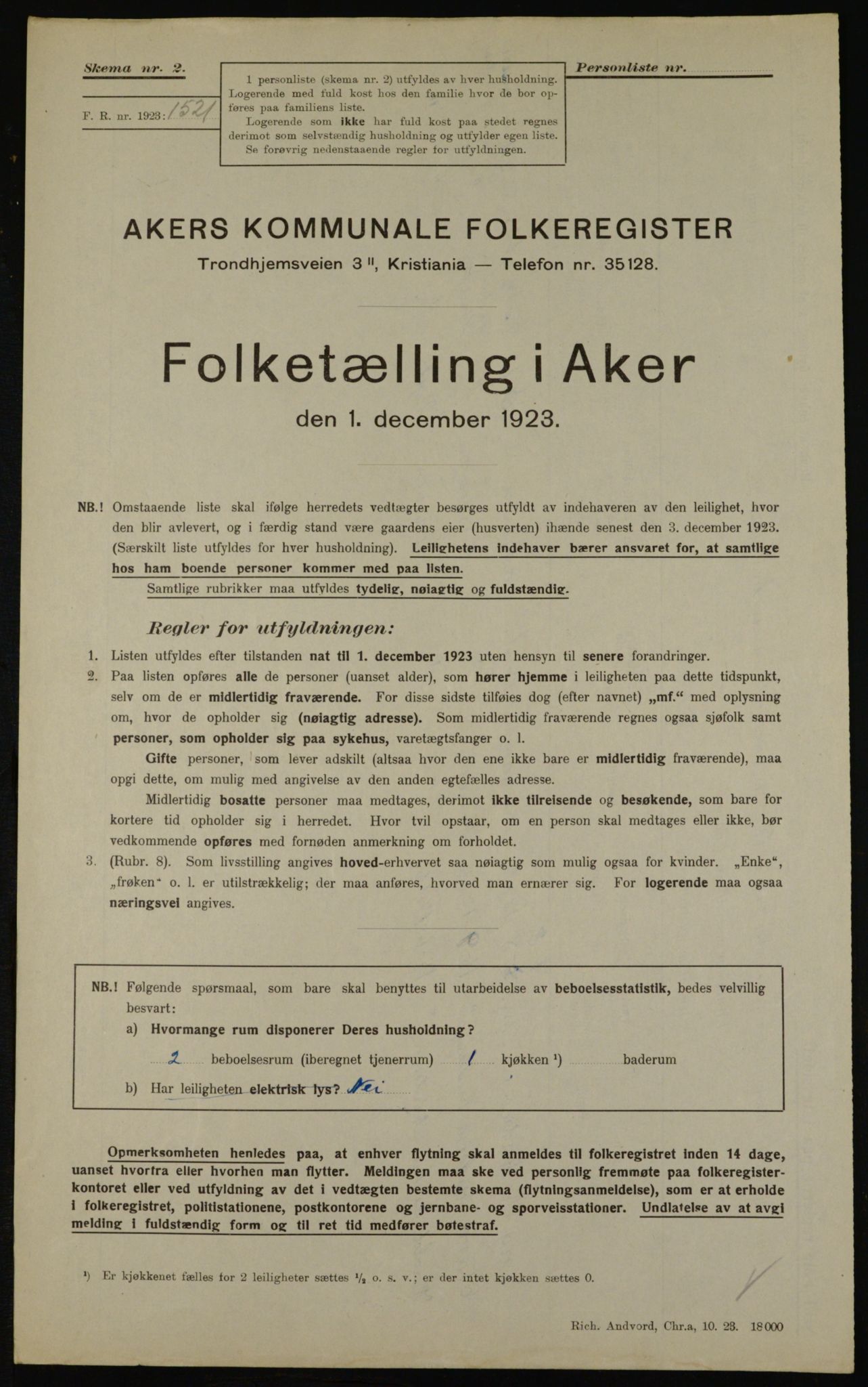 , Kommunal folketelling 1.12.1923 for Aker, 1923, s. 45313