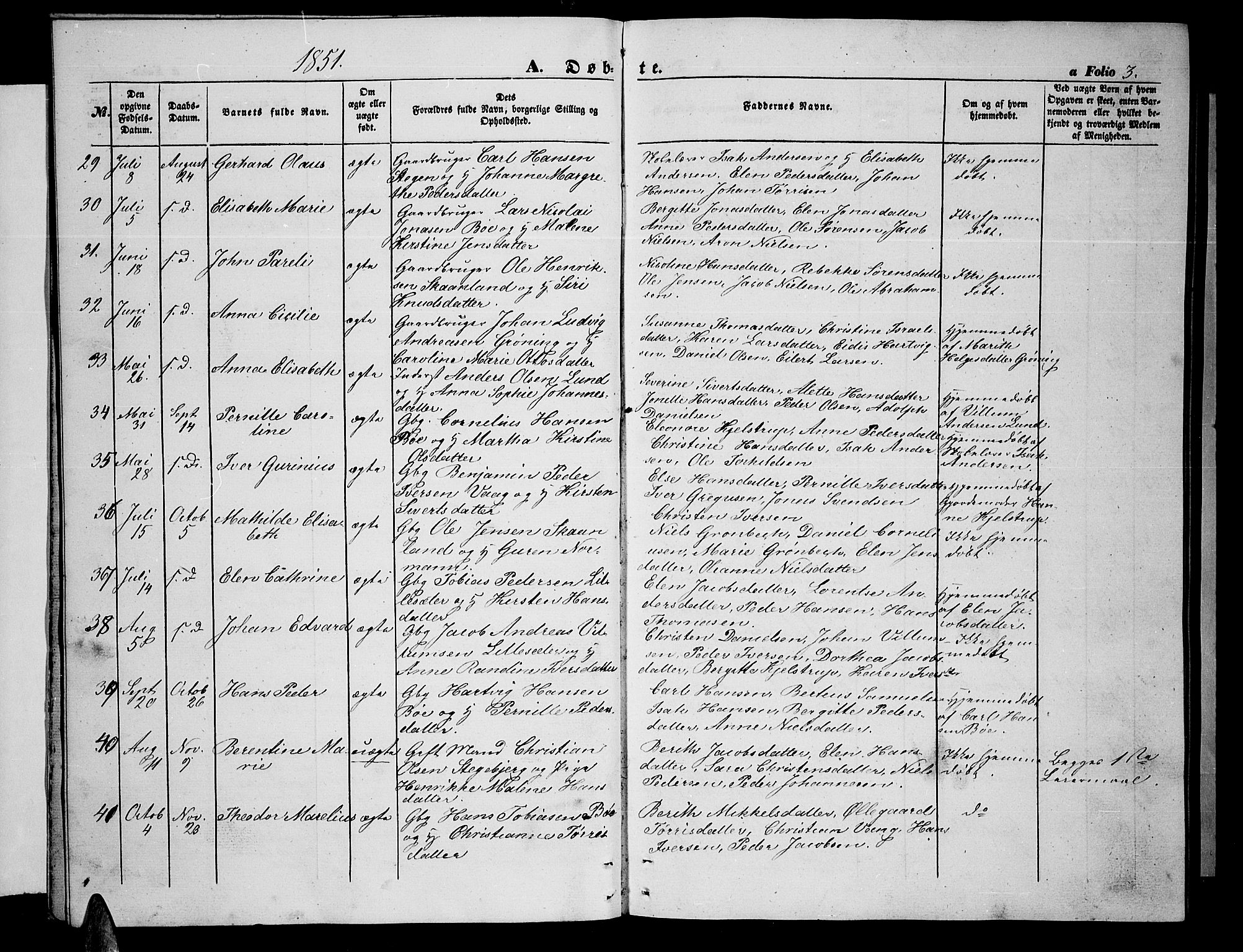 Ministerialprotokoller, klokkerbøker og fødselsregistre - Nordland, AV/SAT-A-1459/855/L0814: Klokkerbok nr. 855C03, 1851-1864, s. 3