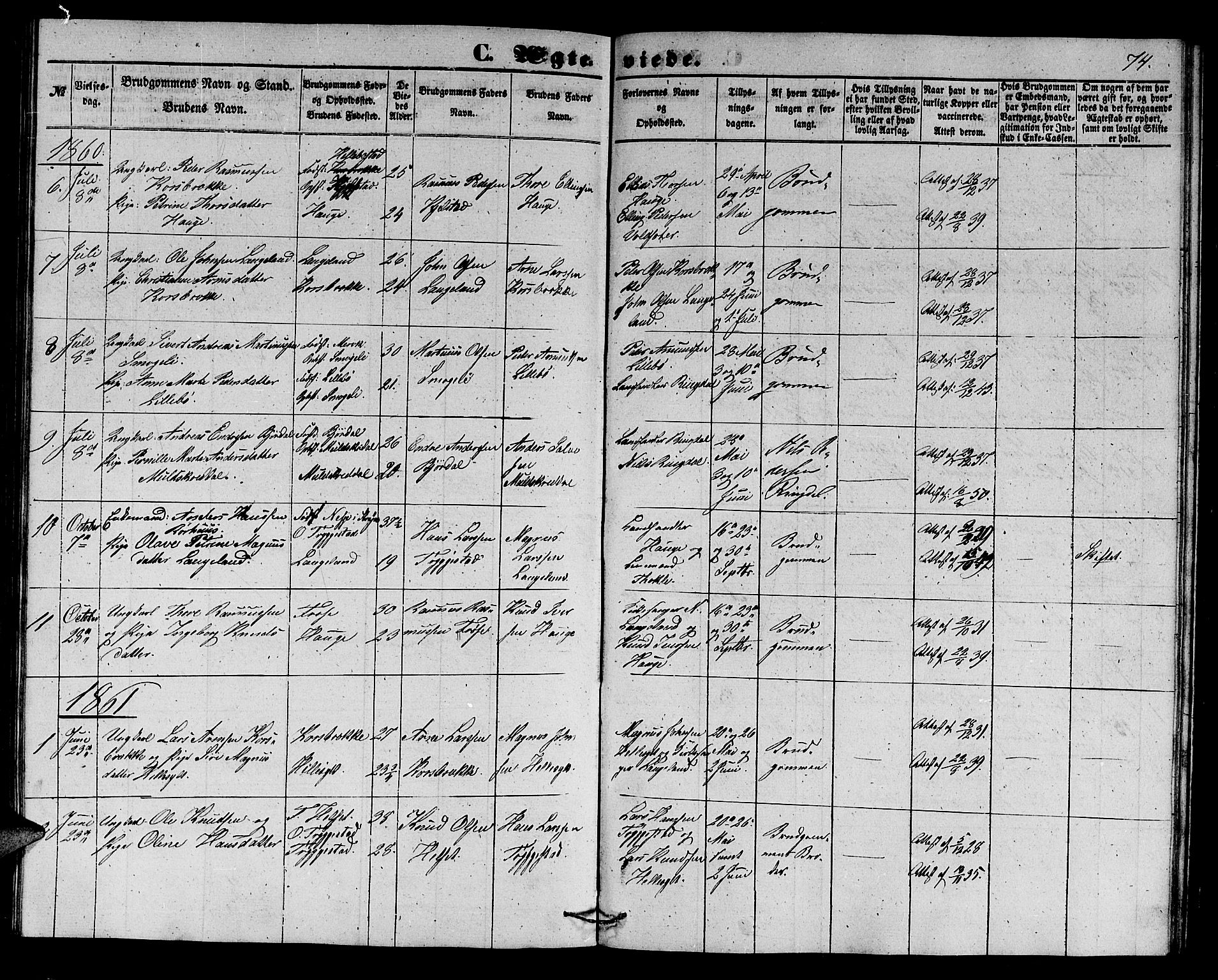 Ministerialprotokoller, klokkerbøker og fødselsregistre - Møre og Romsdal, AV/SAT-A-1454/517/L0228: Klokkerbok nr. 517C01, 1854-1865, s. 74