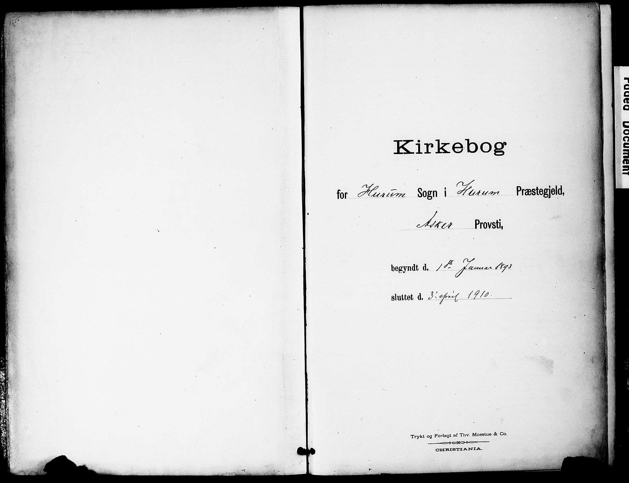 Hurum kirkebøker, AV/SAKO-A-229/G/Ga/L0003: Klokkerbok nr. I 3, 1893-1910