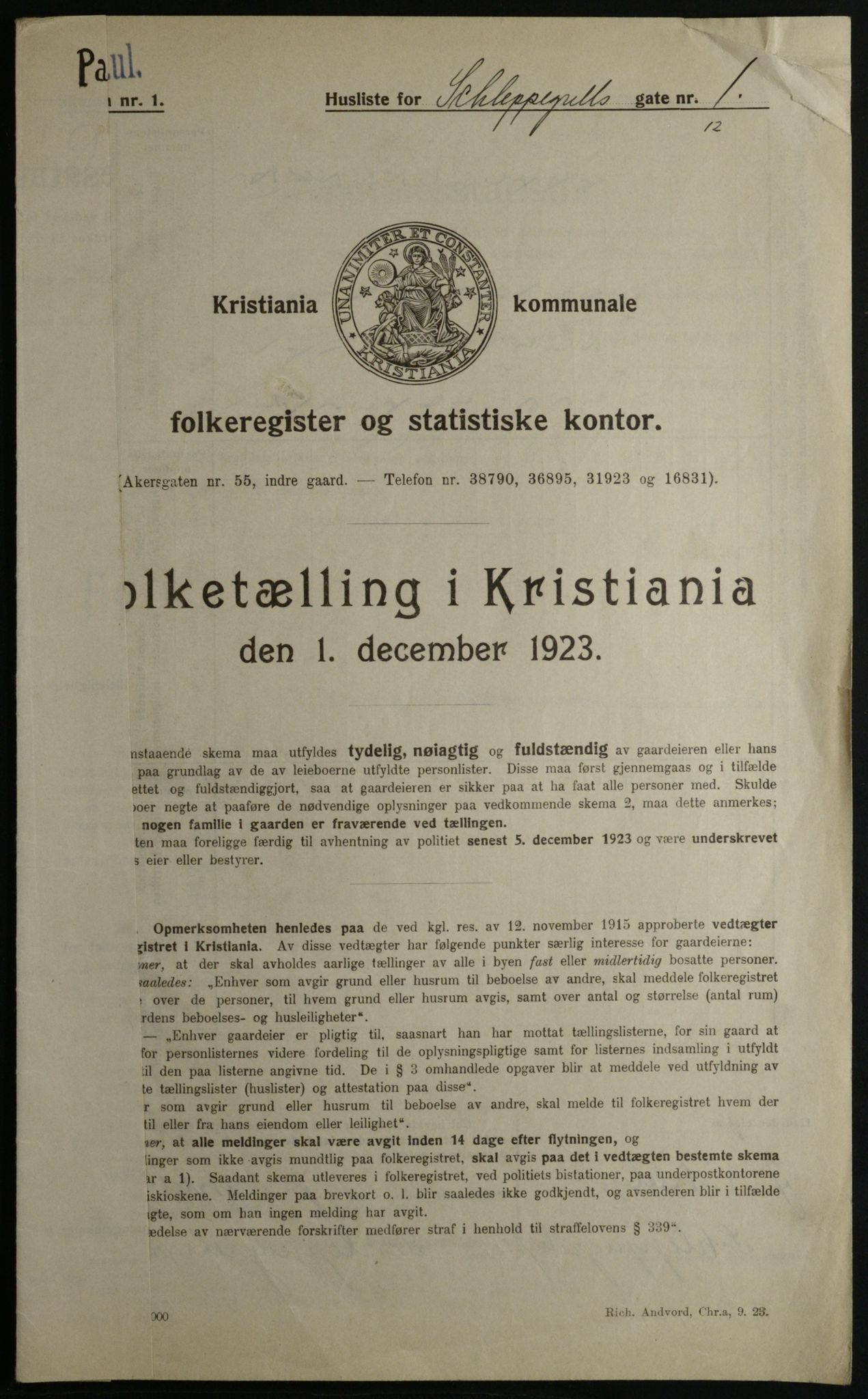 OBA, Kommunal folketelling 1.12.1923 for Kristiania, 1923, s. 99362