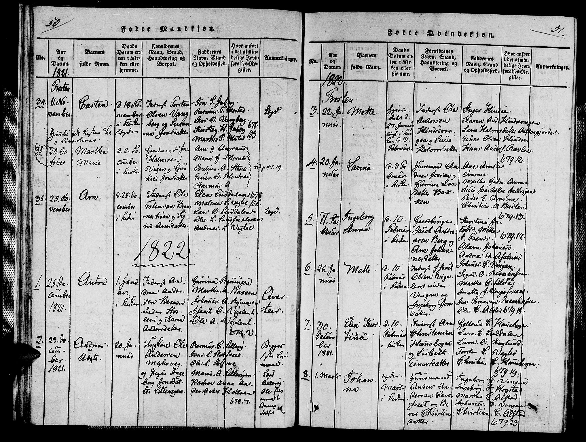 Ministerialprotokoller, klokkerbøker og fødselsregistre - Nord-Trøndelag, SAT/A-1458/713/L0112: Ministerialbok nr. 713A04 /1, 1817-1827, s. 50-51