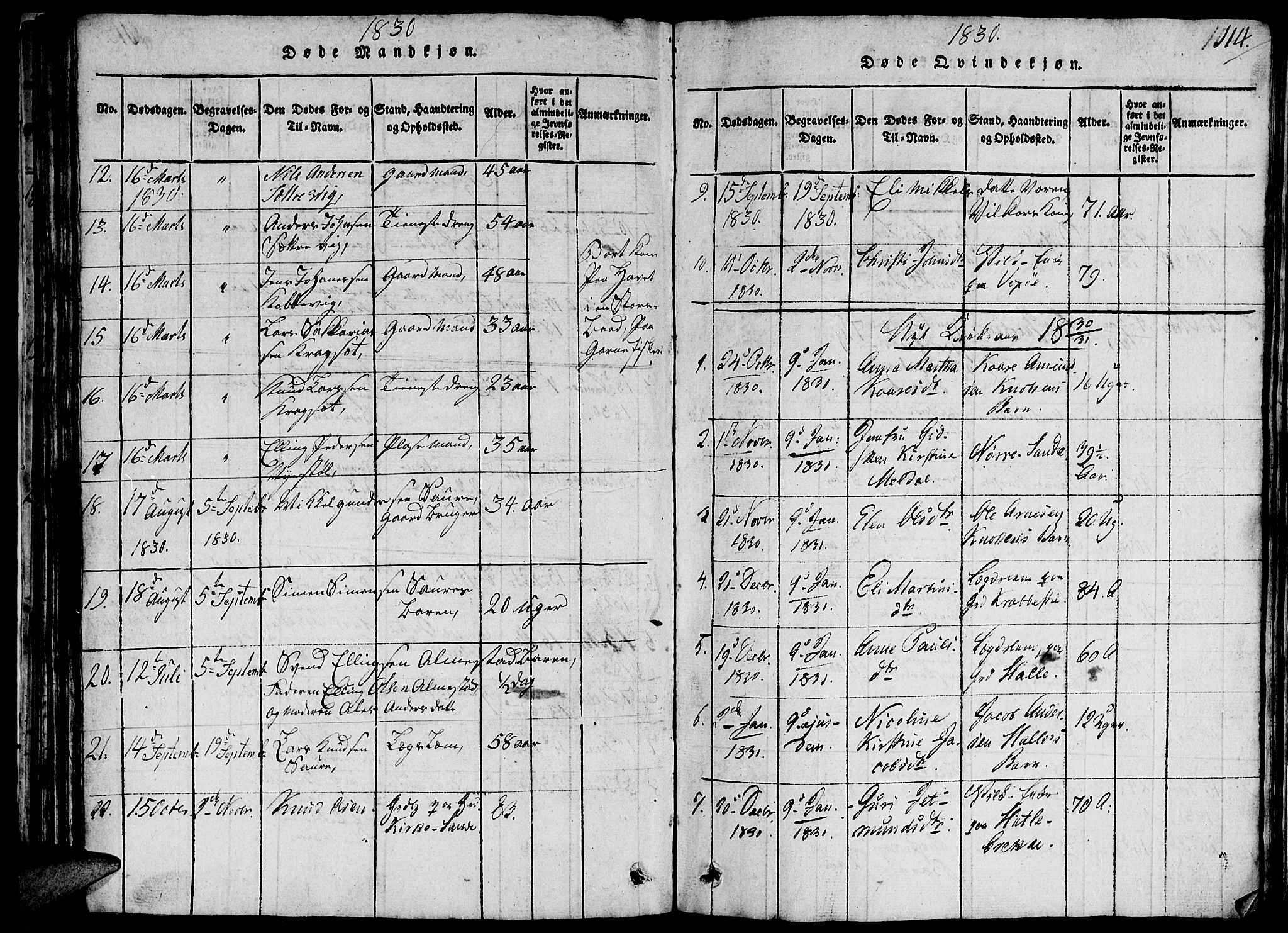 Ministerialprotokoller, klokkerbøker og fødselsregistre - Møre og Romsdal, SAT/A-1454/503/L0046: Klokkerbok nr. 503C01, 1816-1842, s. 114