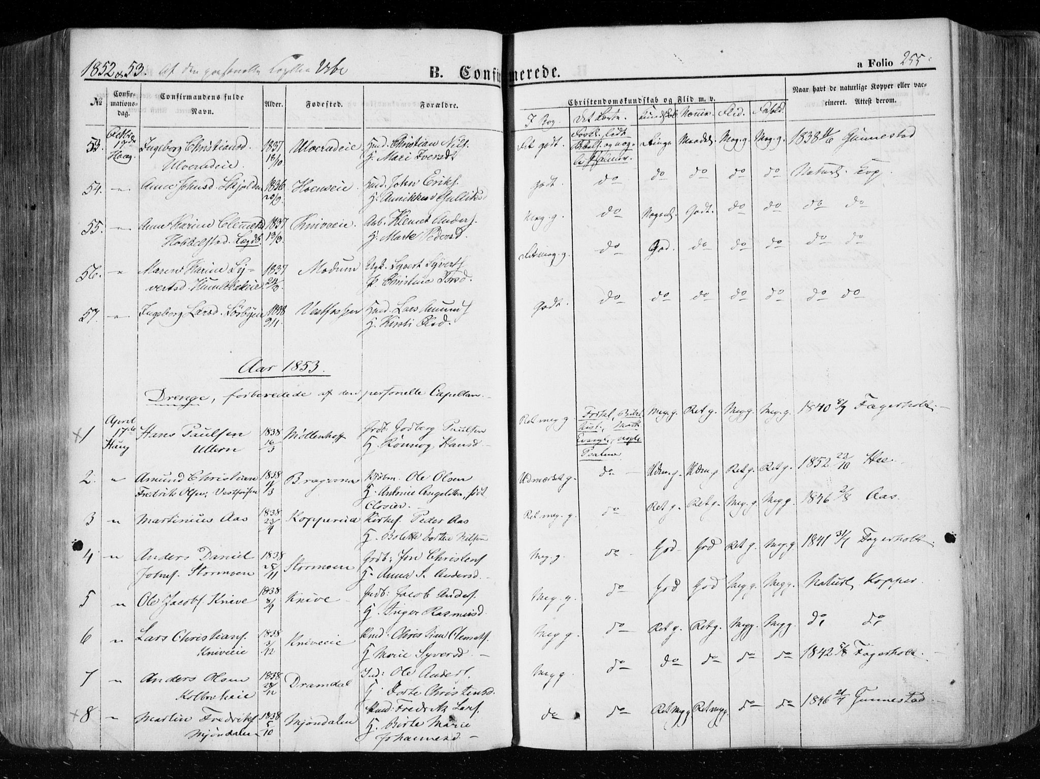 Eiker kirkebøker, AV/SAKO-A-4/F/Fa/L0014: Ministerialbok nr. I 14, 1846-1854, s. 255