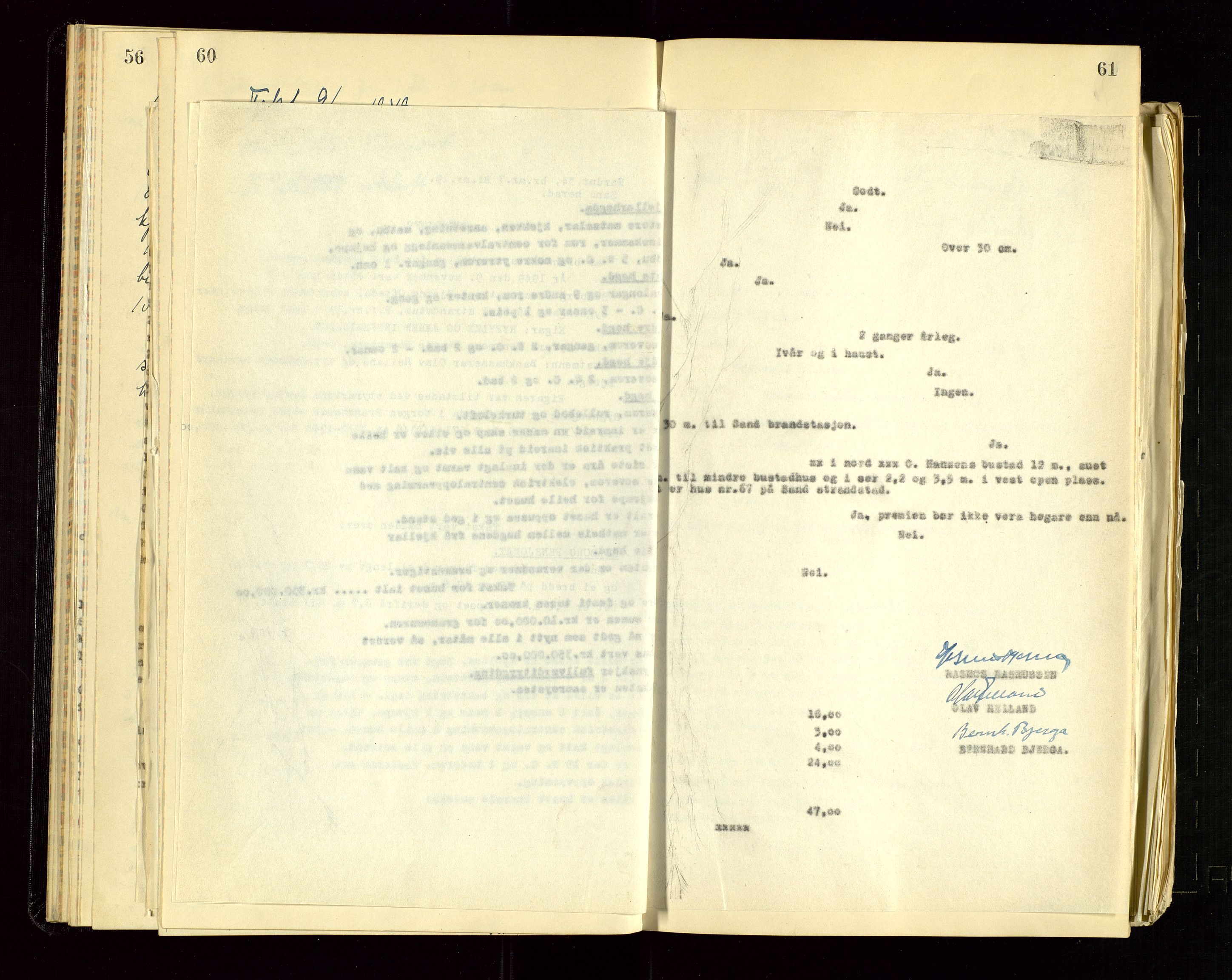 Sand lensmannskontor, AV/SAST-A-100415/Gob/L0004: Branntakstprotokoll, 1937-1955, s. 60-61