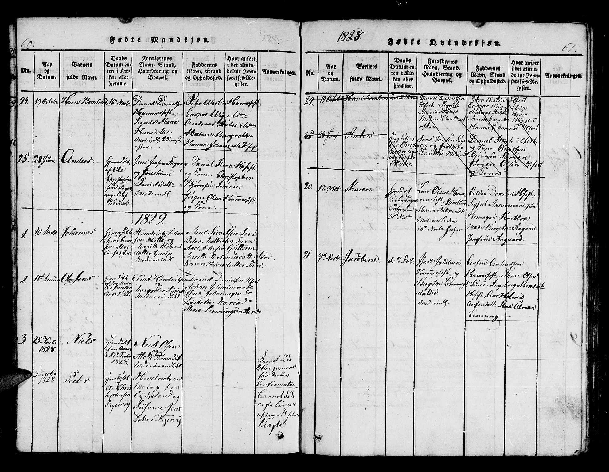 Hammerfest sokneprestkontor, AV/SATØ-S-1347/H/Hb/L0001.klokk: Klokkerbok nr. 1, 1822-1850, s. 60-61