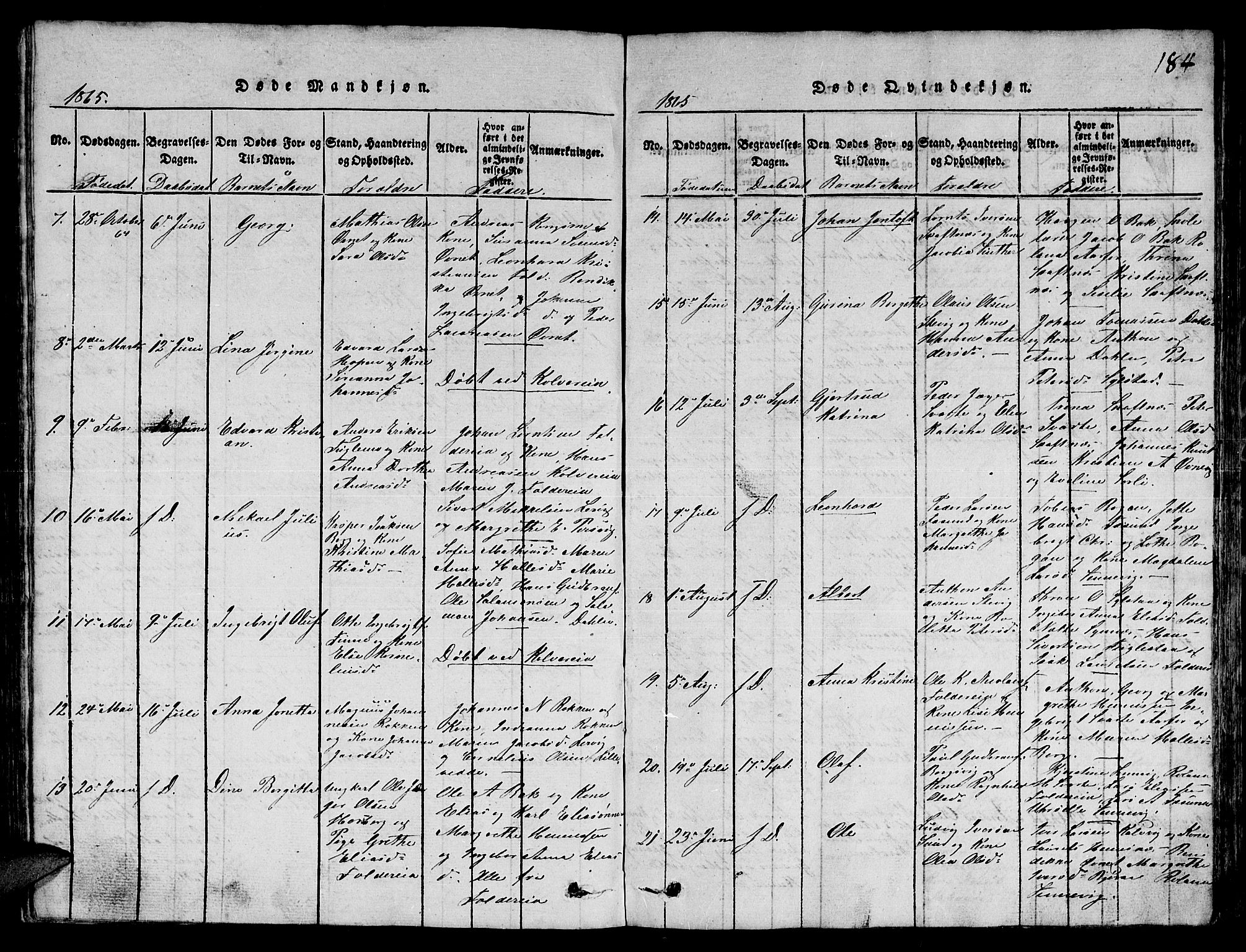 Ministerialprotokoller, klokkerbøker og fødselsregistre - Nord-Trøndelag, SAT/A-1458/780/L0648: Klokkerbok nr. 780C01 /3, 1815-1877, s. 184